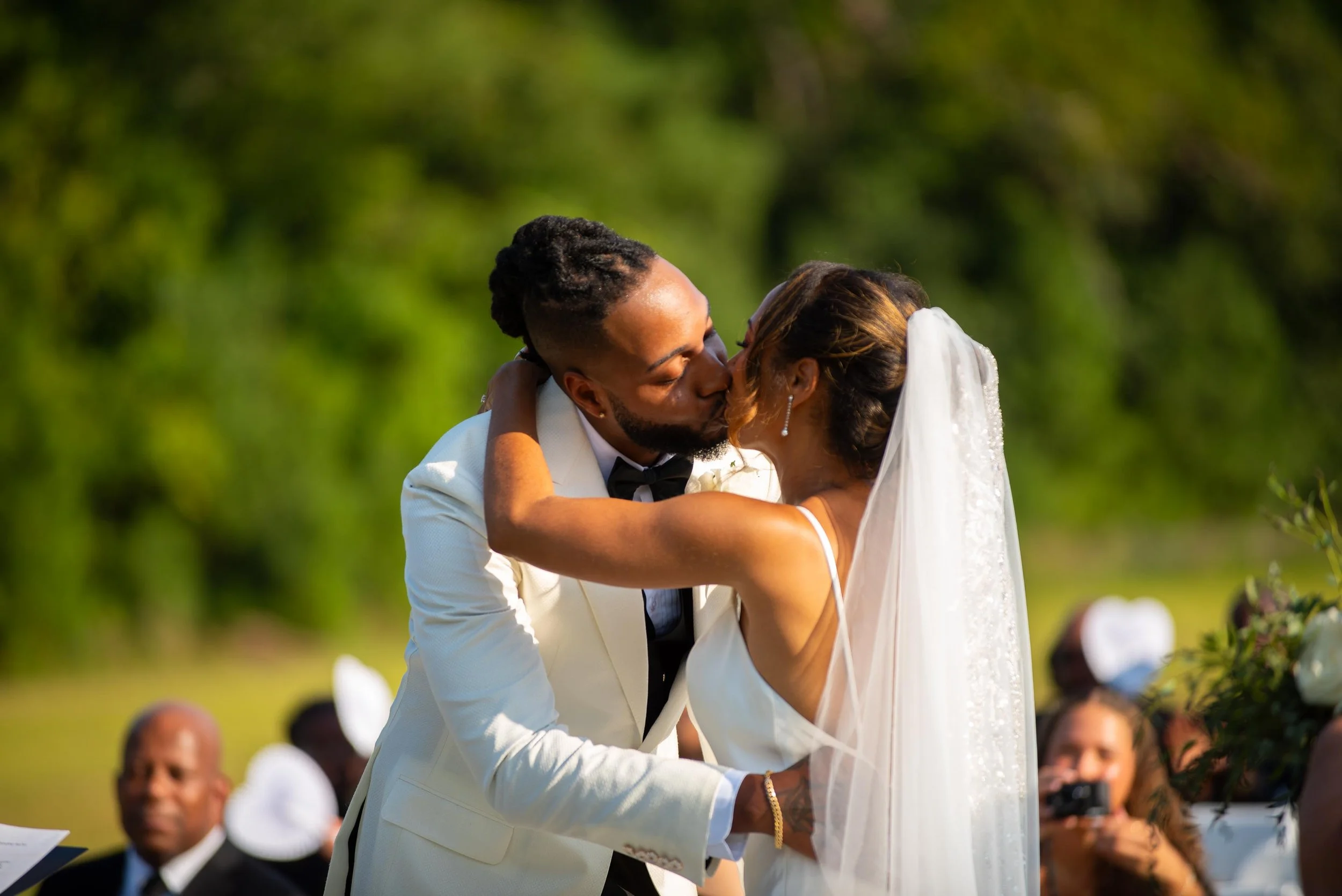 couple having a first kiss