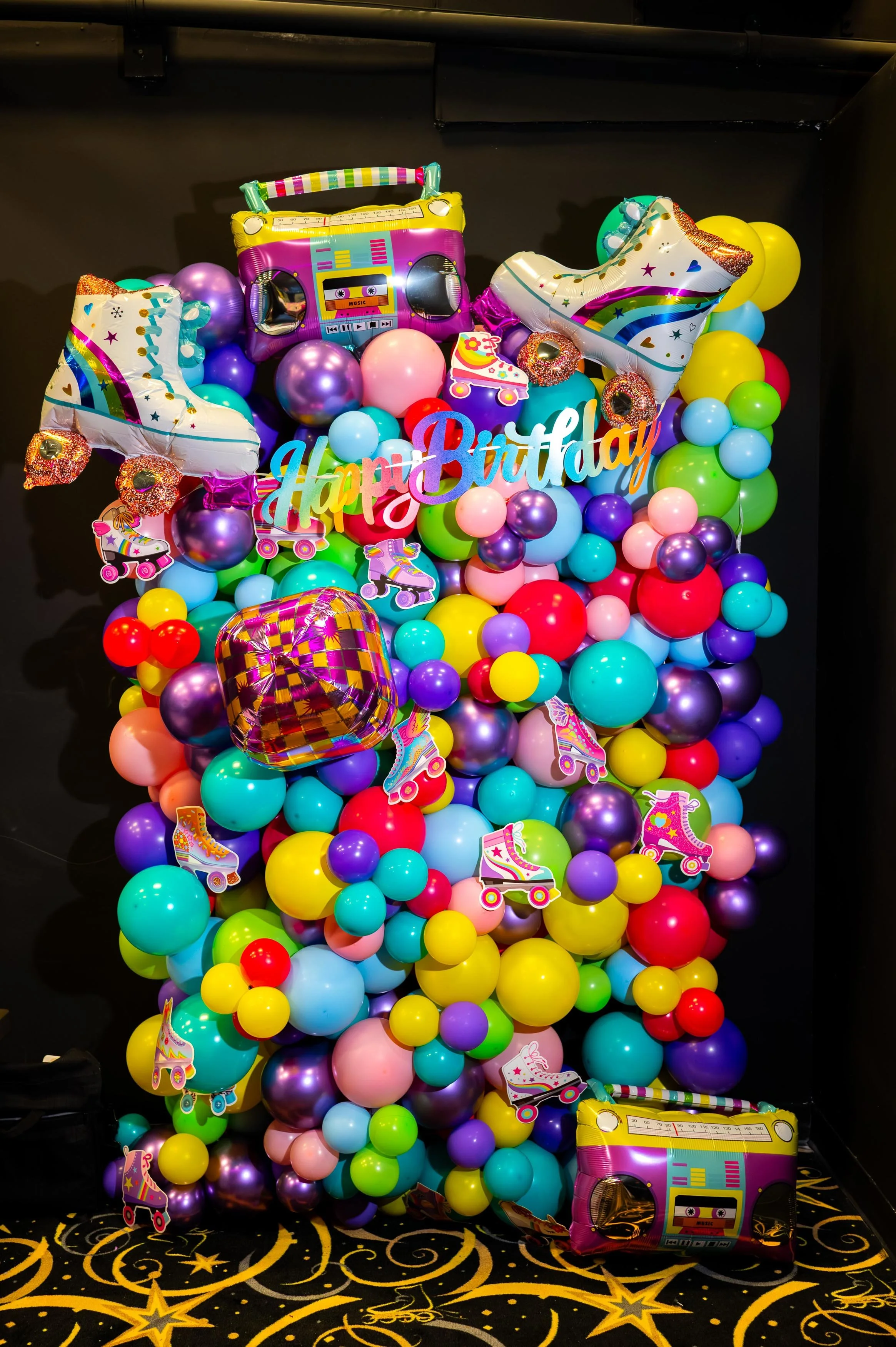 closeup of balloon wall decor