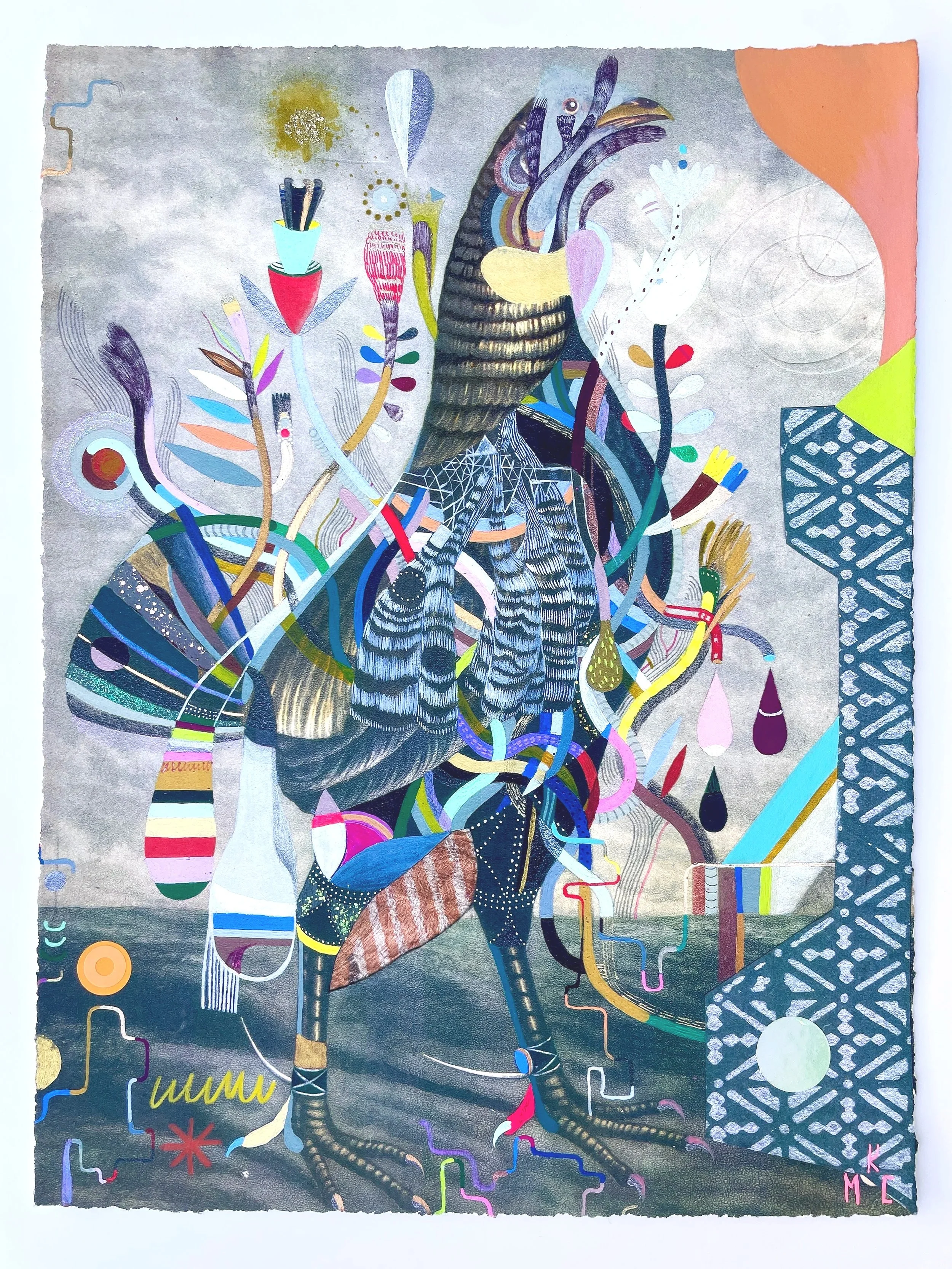 Rainbow Cockrelles II, hand embellished edition