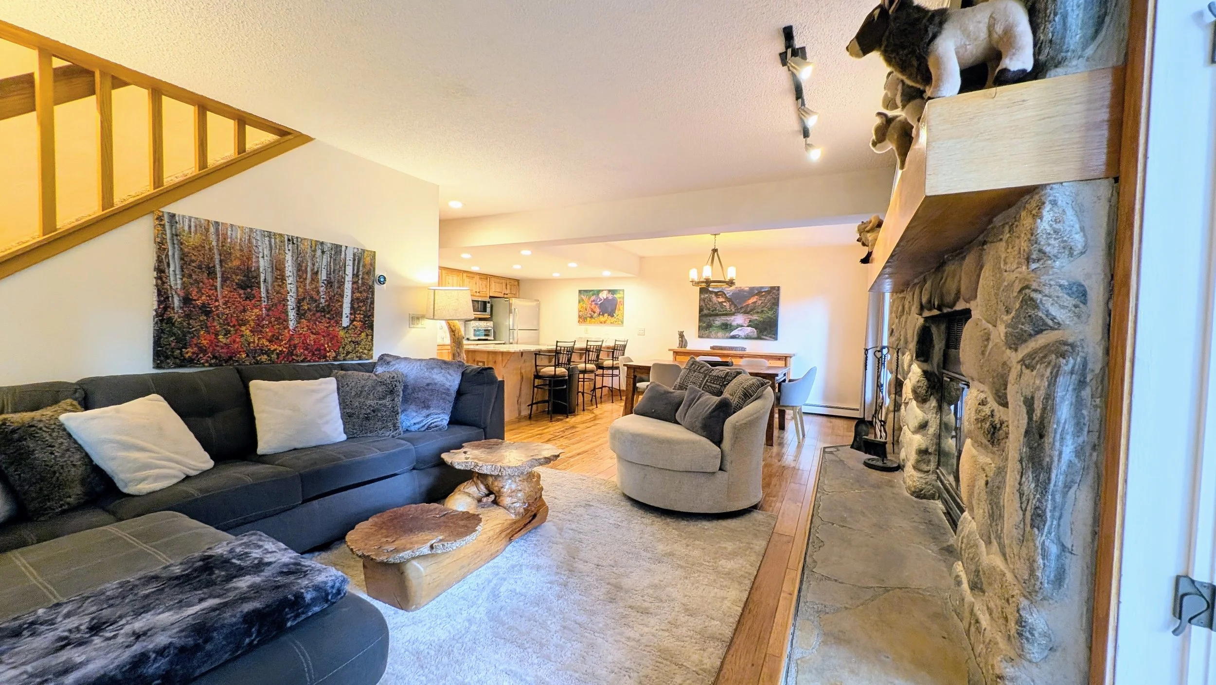 Living Room viewing into dining area and kitchen