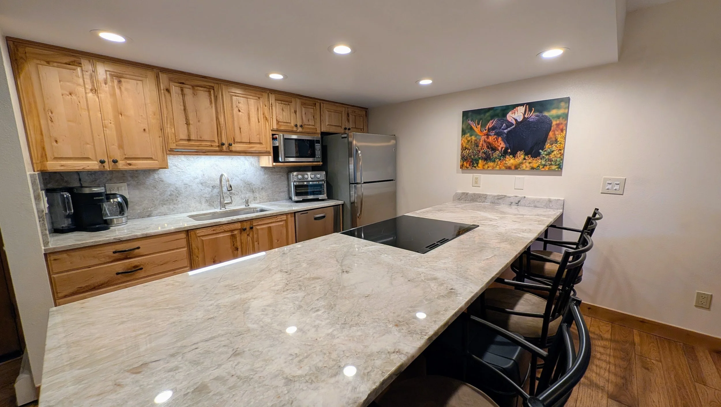 Modern kitchen, generously stocked with everything you might need
