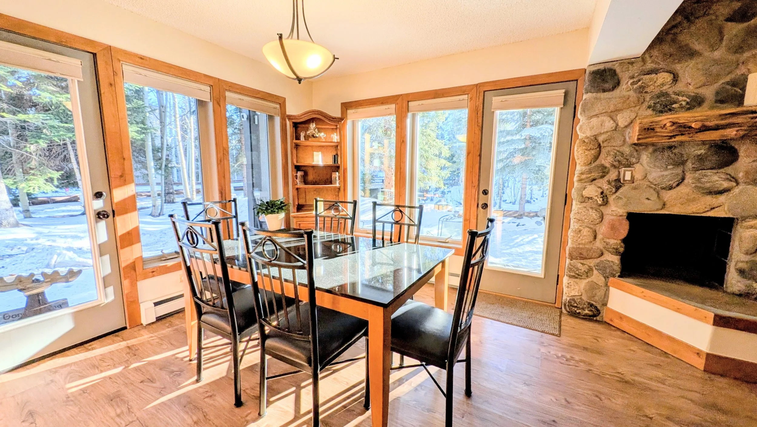 Dining area awash in windows