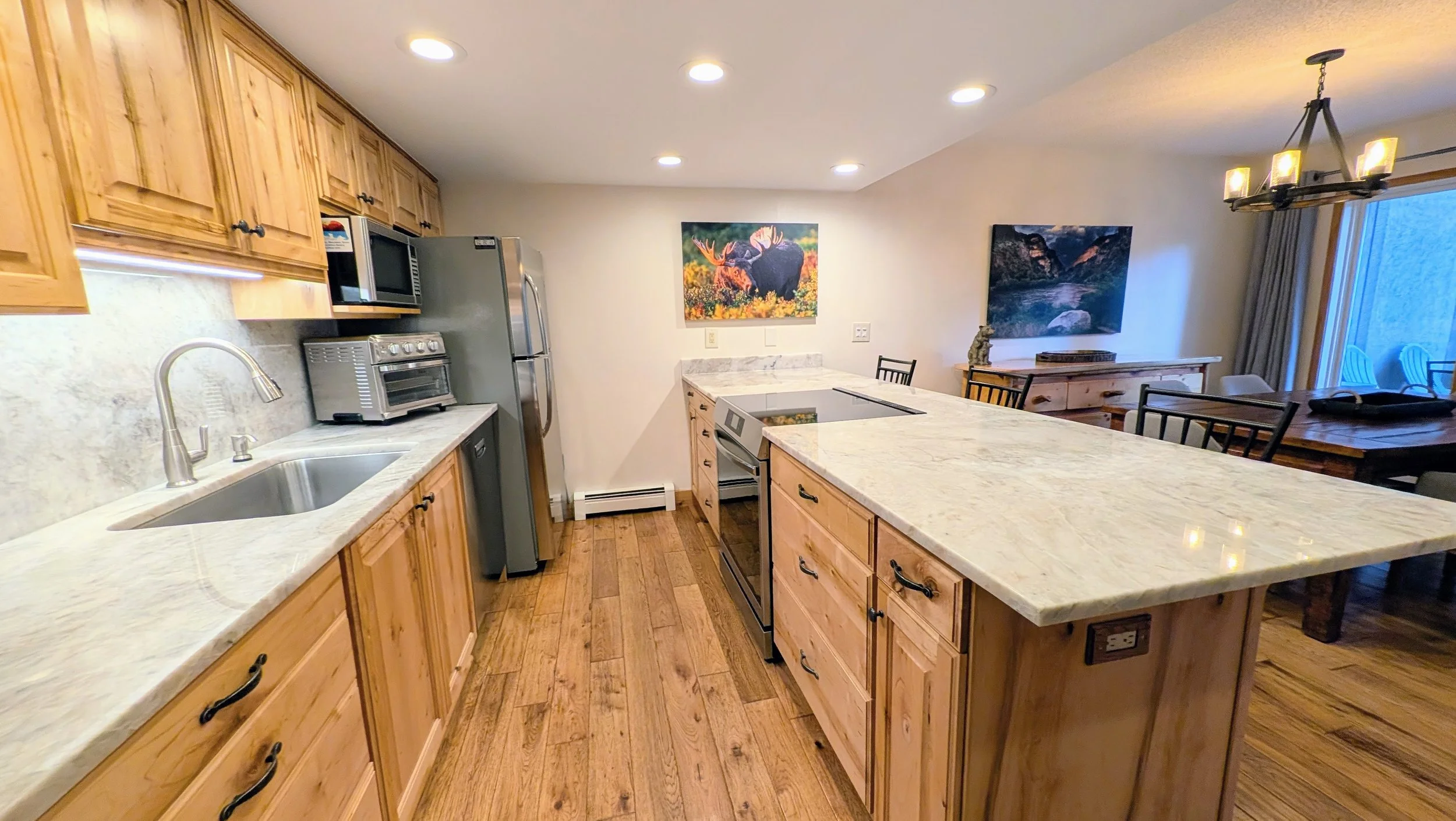 Modern kitchen, generously stocked with everything you might need