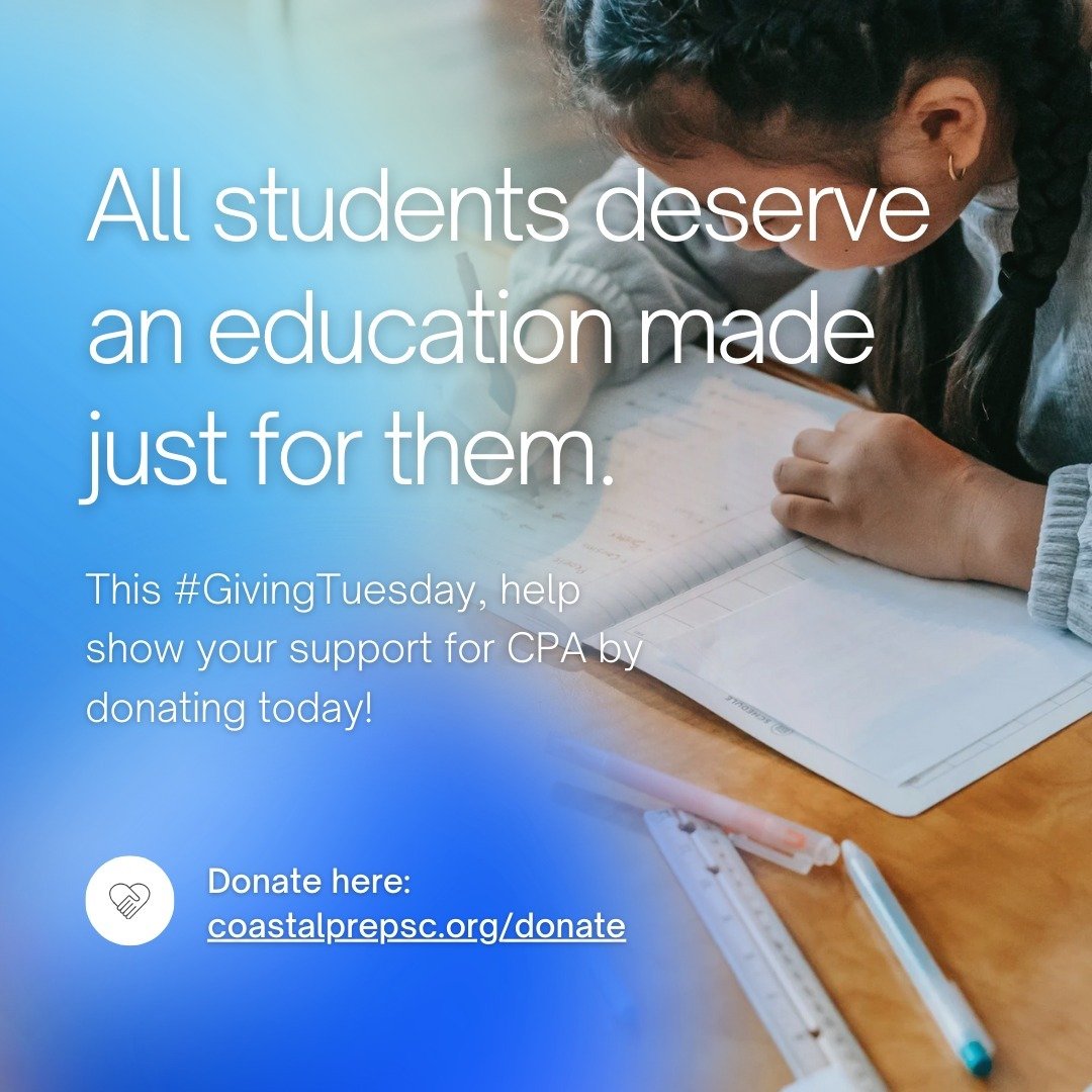 ✨ Give the Gift of Education this Giving Tuesday! ✨

This #GivingTuesday, help us empower at-risk students in Charleston by supporting Coastal Preparatory Academy (CPA). Your generous donation will directly impact the lives of students who need it mo