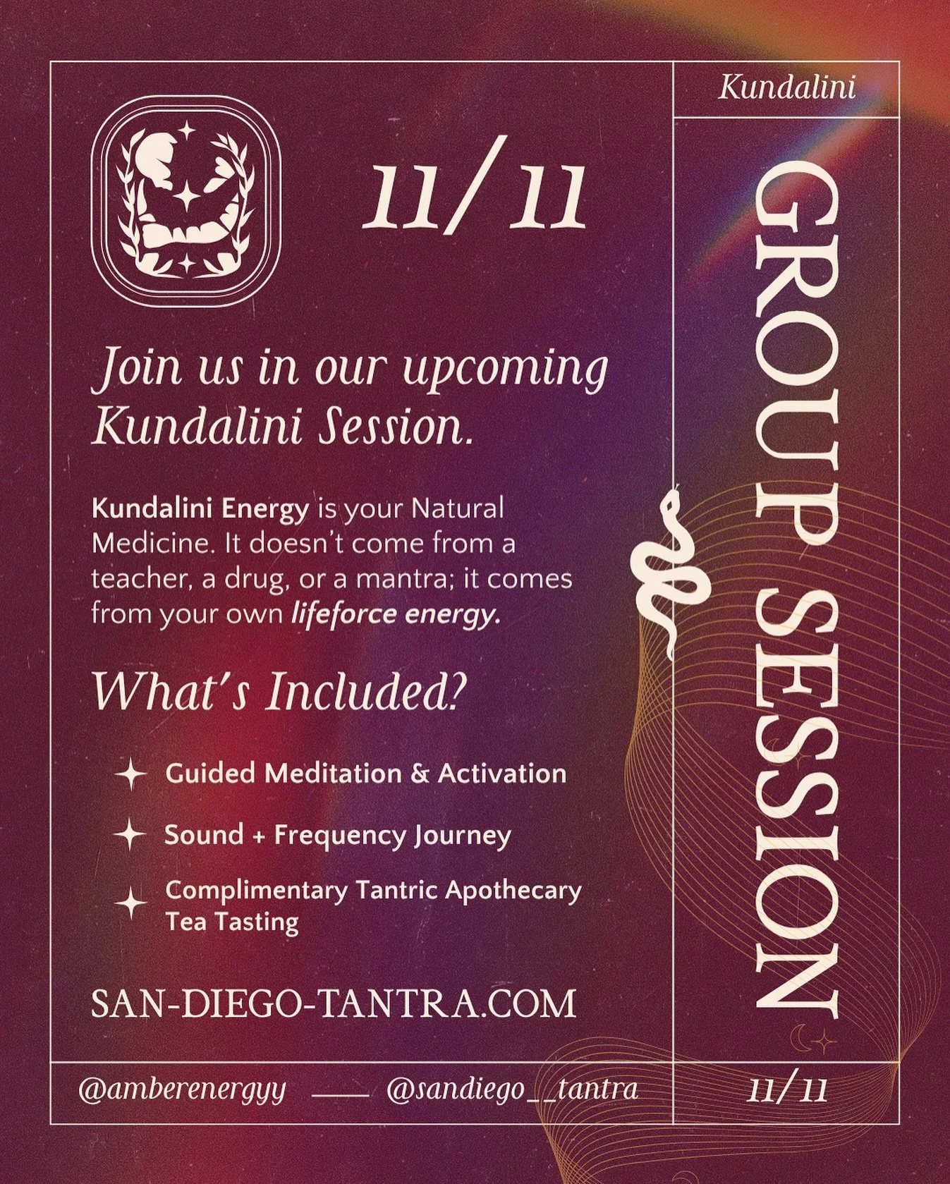 ✨11/11 Kundalini Activation: Align &amp; Rise

On this sacred portal day, the universe invites us to go deeper: with Jupiter stationing retrograde in Cancer (25&deg;) we&rsquo;re called into inner expansion, soulful recalibration &amp; rich emotional