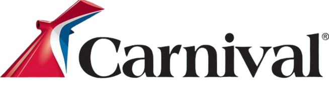 Carnival cruise line logo with a stylized red and blue ship icon.