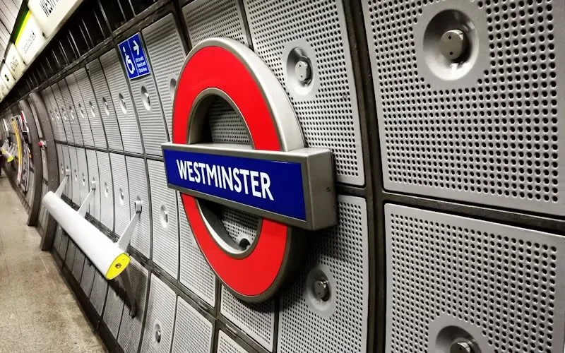 Image of Westminster Tube Staton sign on platform