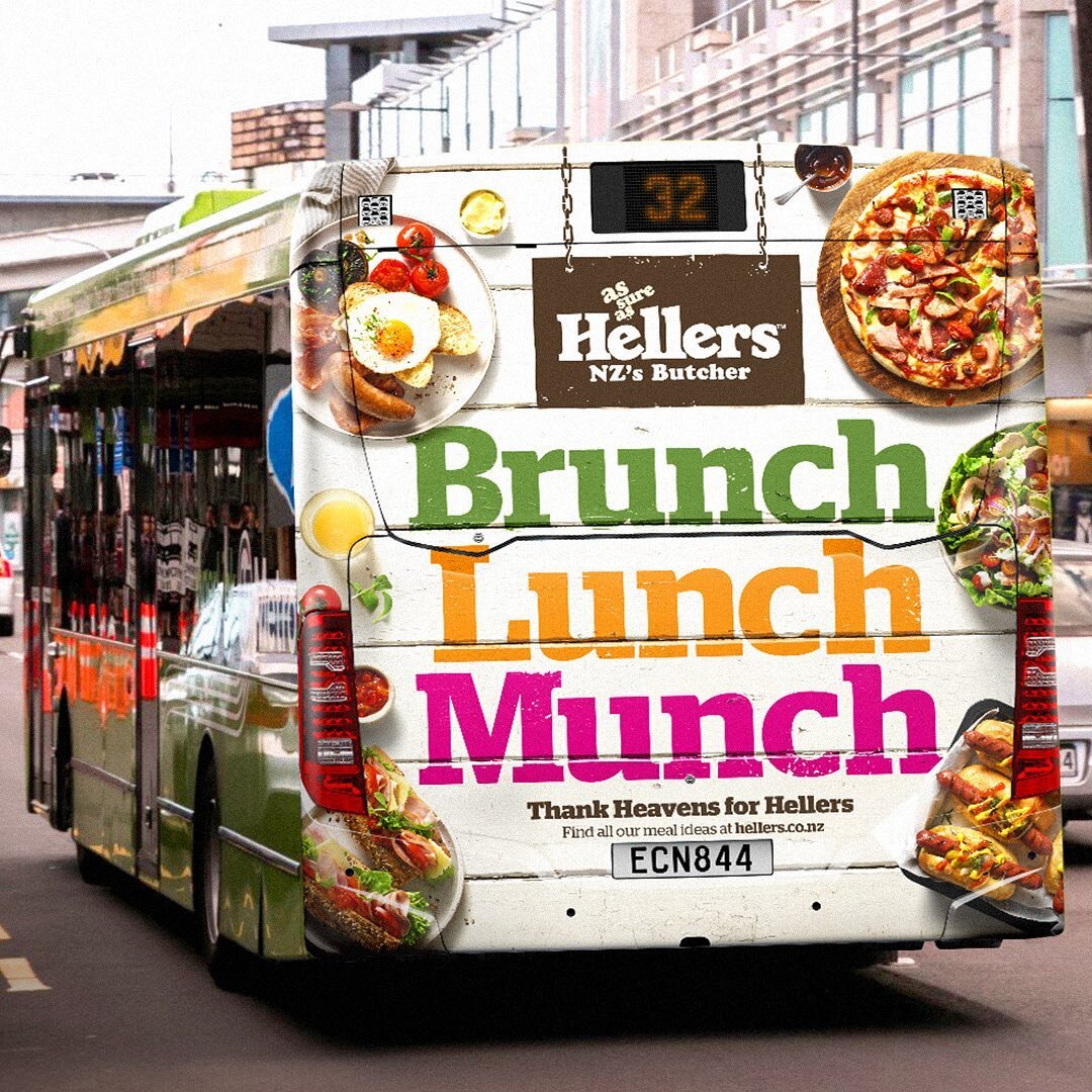@hellersnz has been a Kiwi favourite for decades, and is all about bringing people together with great food across everyday life. Our brief was to create a bus media campaign that showcased their huge variety of products and how they could treat your