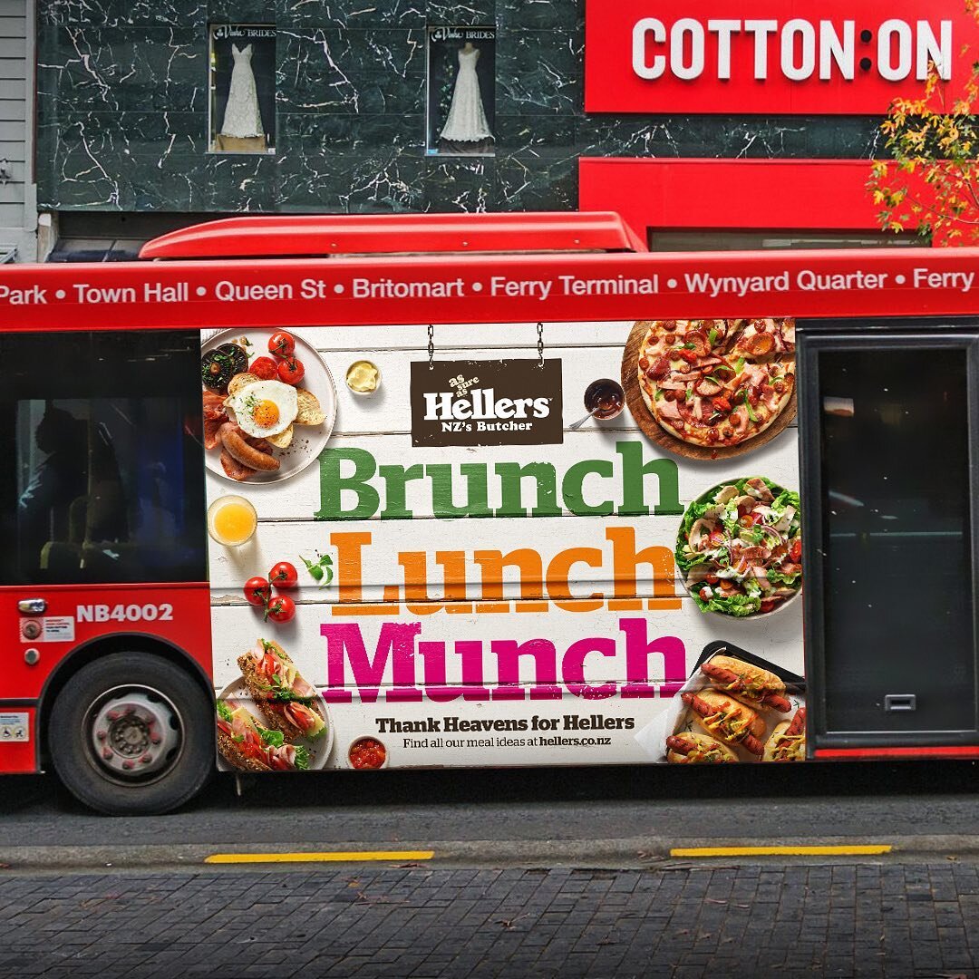 @hellersnz has been a Kiwi favourite for decades, and is all about bringing people together with great food across everyday life. Our brief was to create a bus media campaign that showcased their huge variety of products and how they could treat your