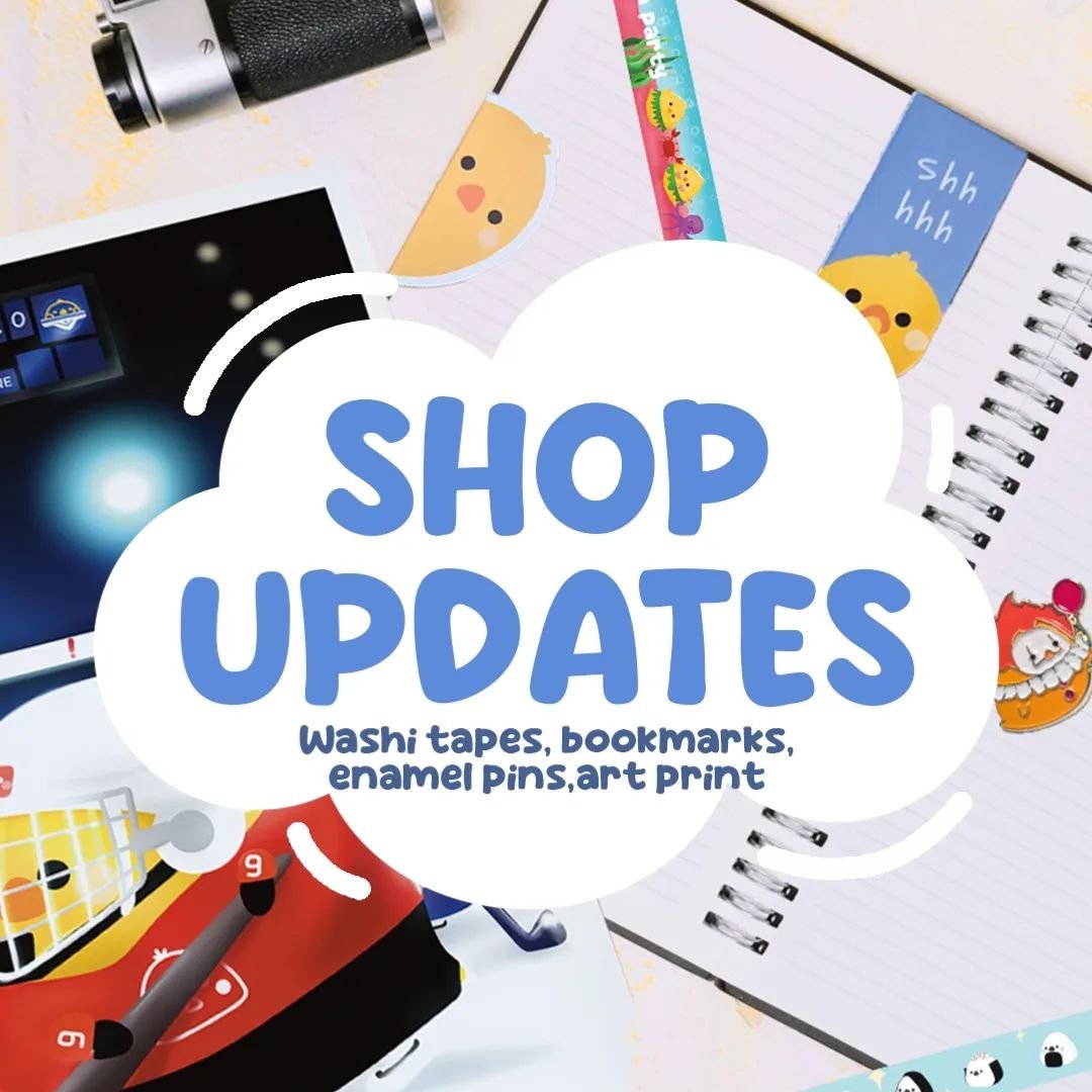 🎉Finally, I'm happy to announce our shop updates!!!!

&bull; 6 new designs of washi tapes 📎
&bull; New product: Magnetic bookmark set🔖
&bull; 3 new designs for our enamal pins 📌 
&bull; A new art print of Ice Hockey 🏒 

Discover the new arrivals