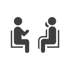 Simple image of therapist and clients.