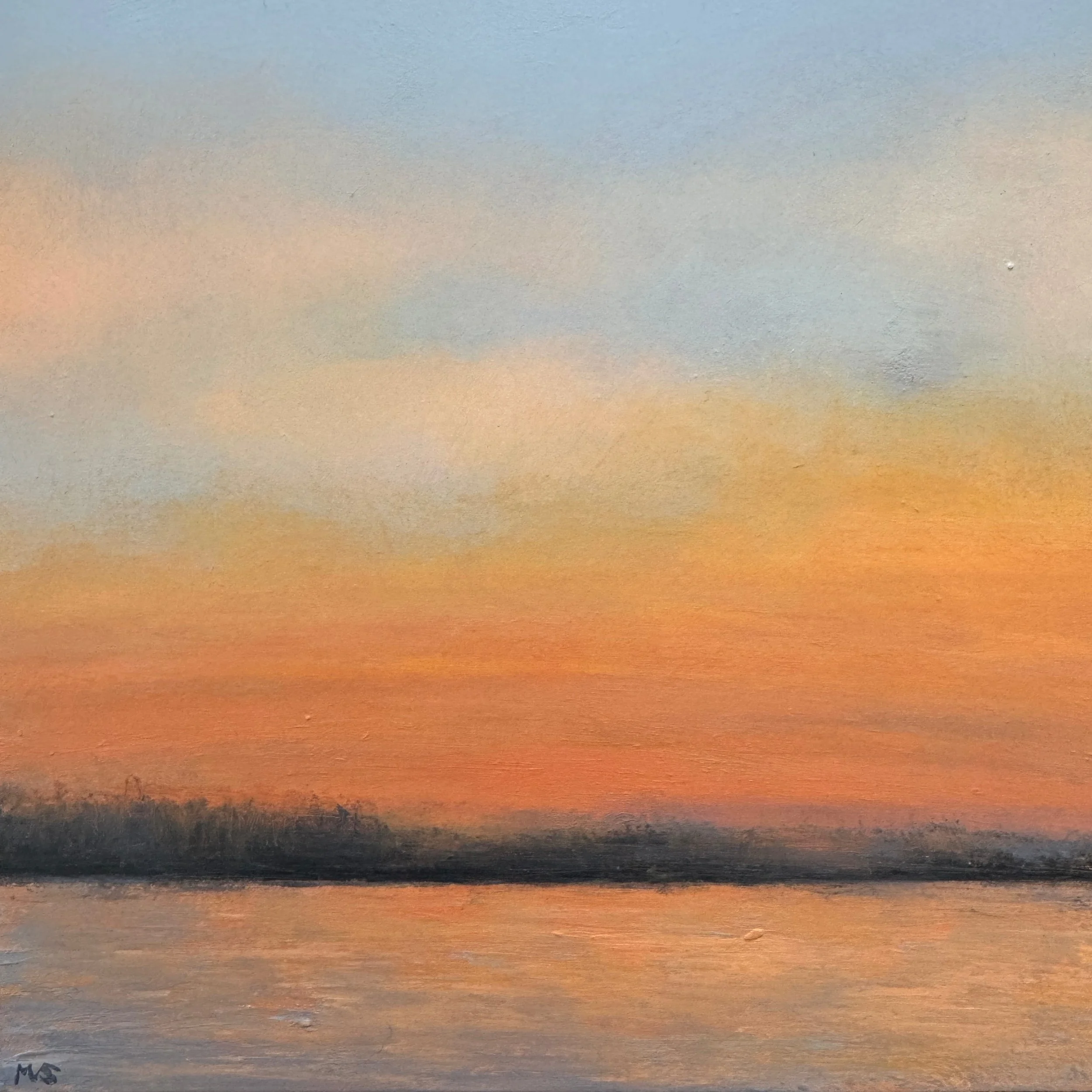Bright Summer Night 10x10" Oil & Cold Wax on Gesso Panel- SOLD