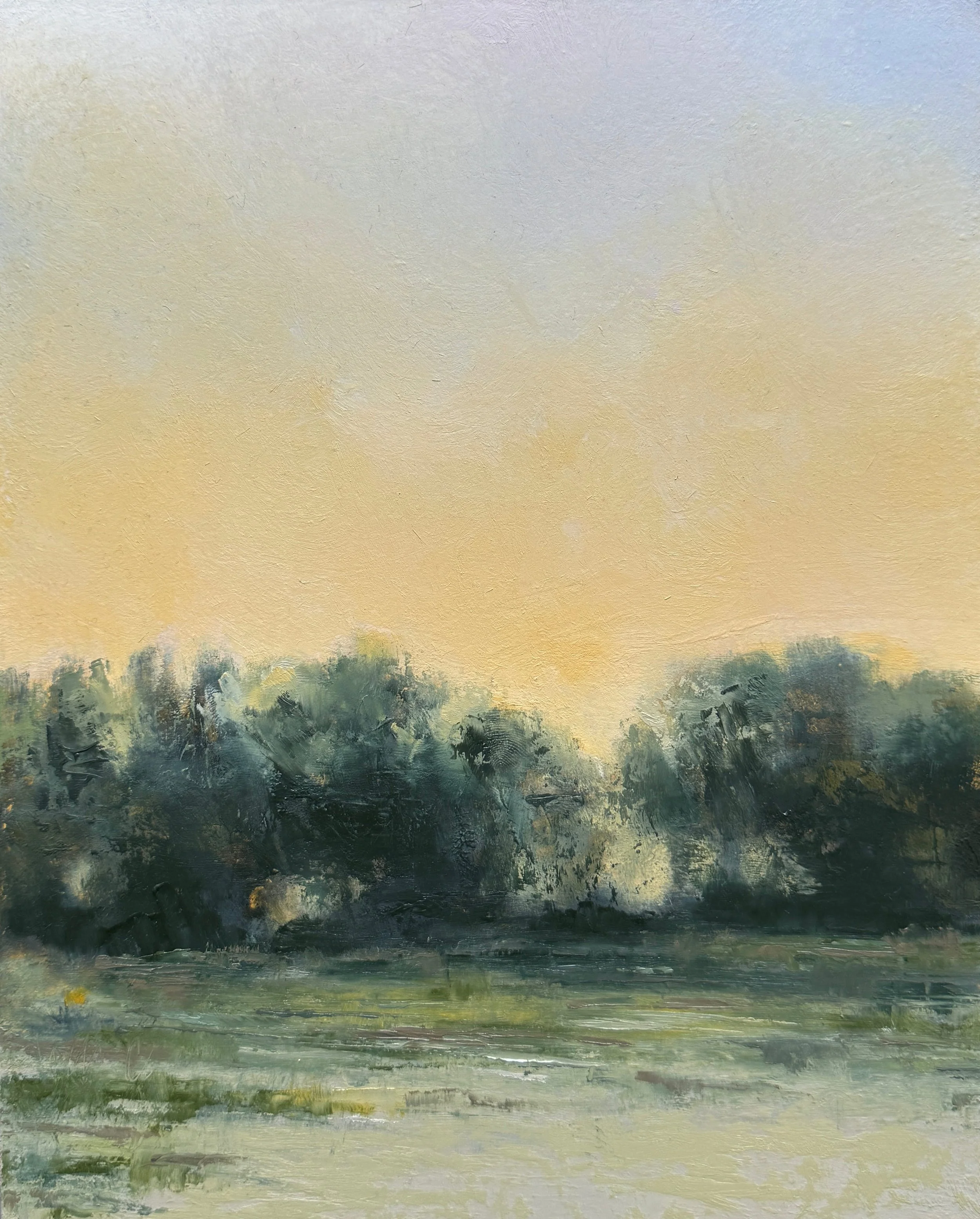 Golden Moments 8x10" Oil & Cold Wax on Gesso Panel- SOLD