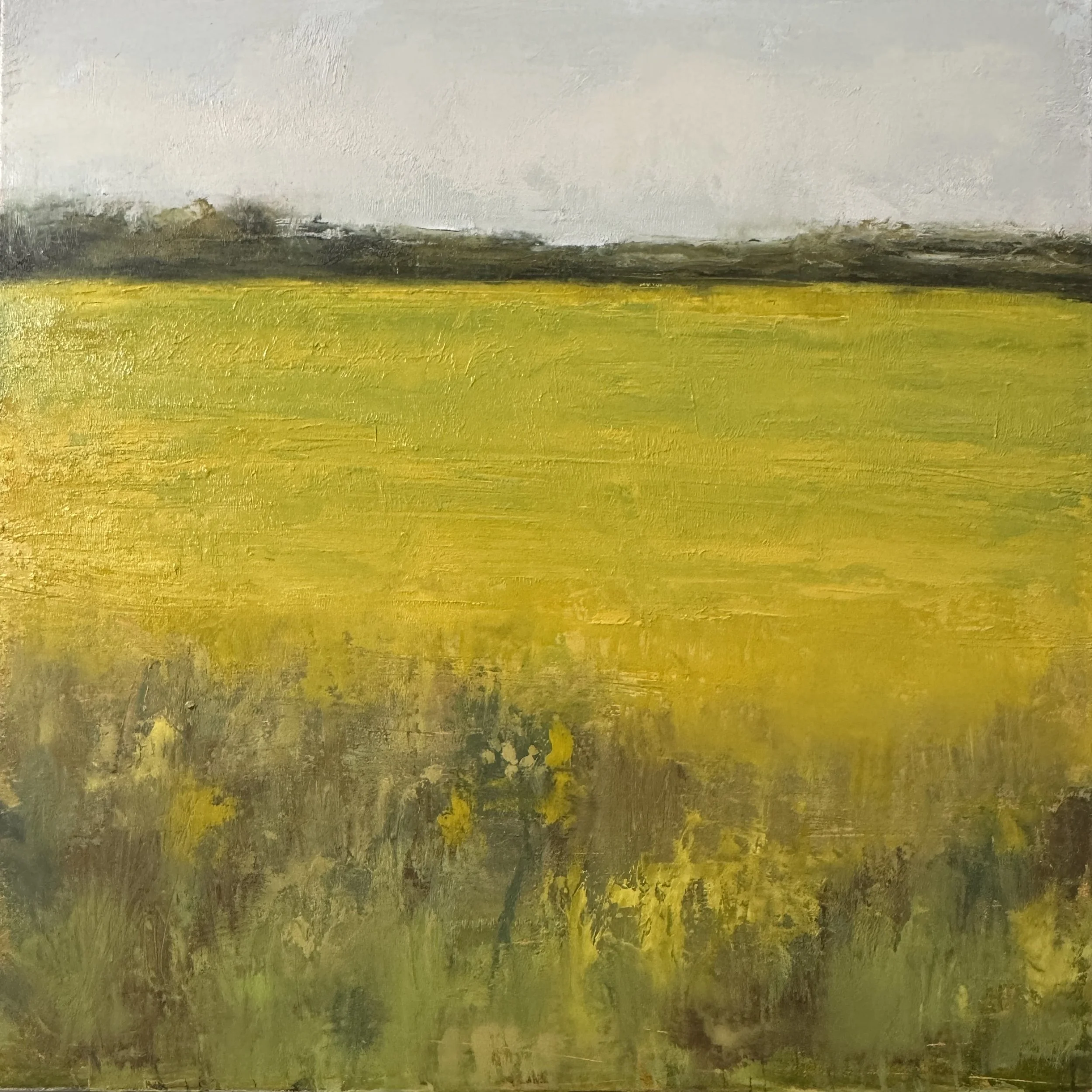 Field of Joy 8x8" Oil & Cold Wax on Geso Panel- SOLD