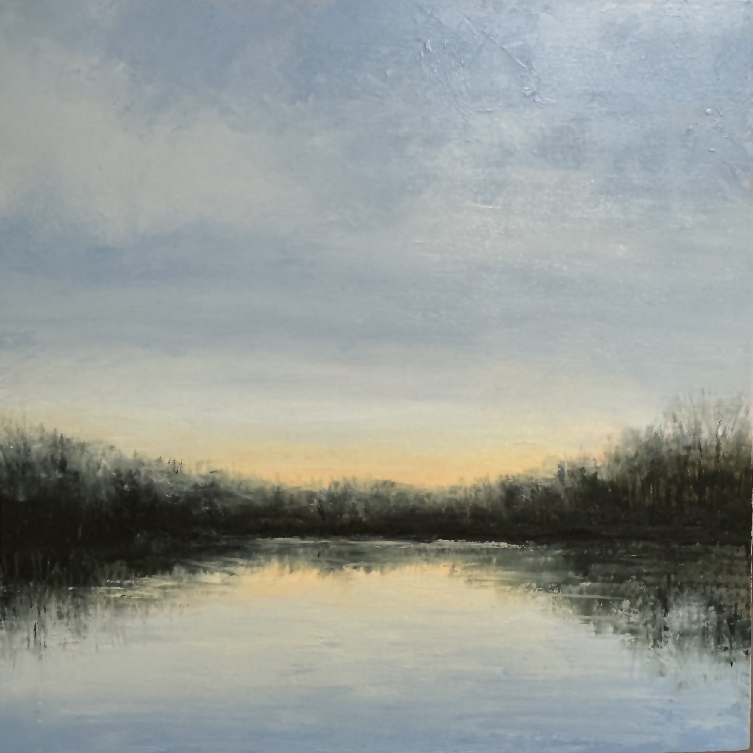 Light at the Lagoon 8x8" Oil & Cold Wax on Gesso Panel- SOLD