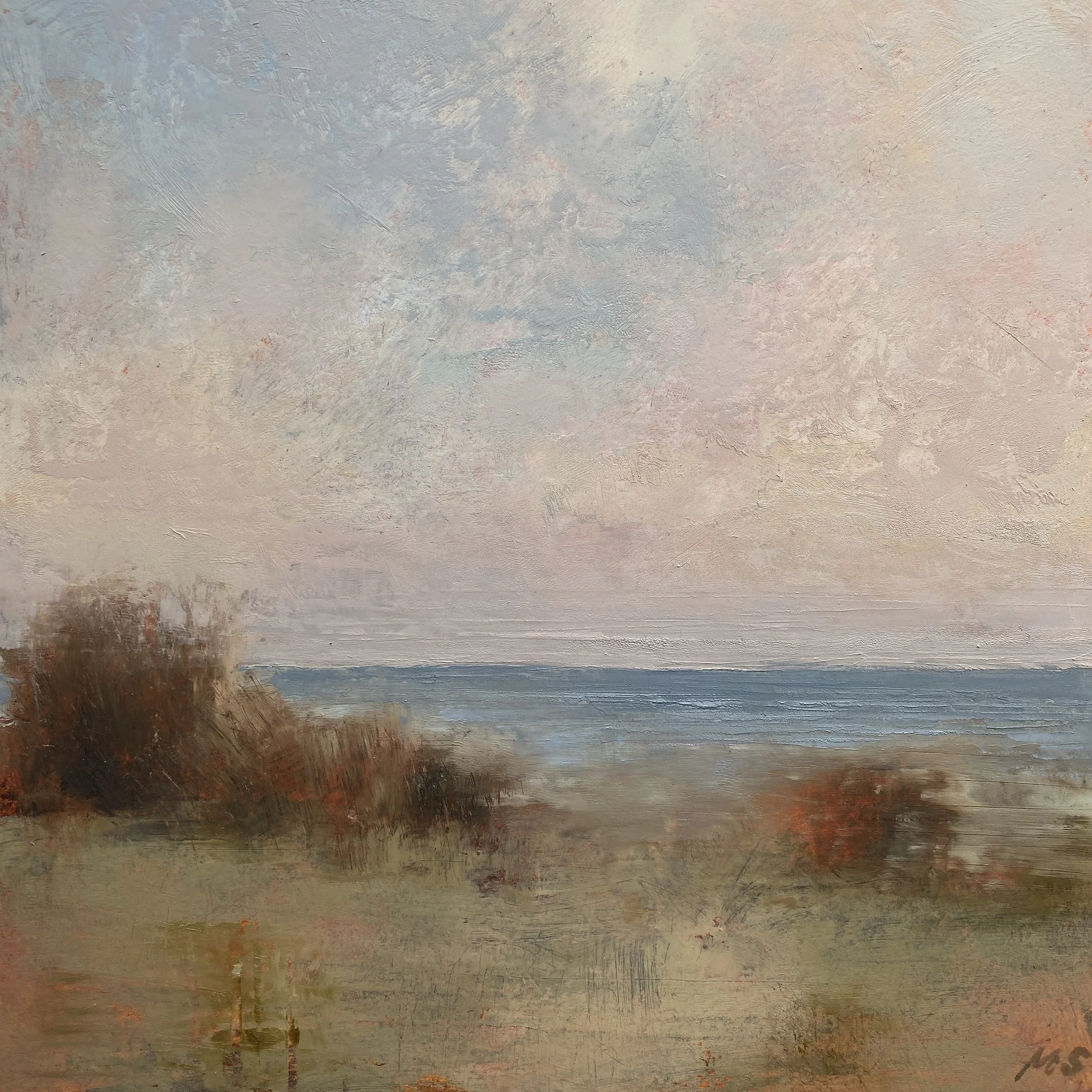Cool Air 8x8" Oil & Cold Wax on Cradled Panel- SOLD
