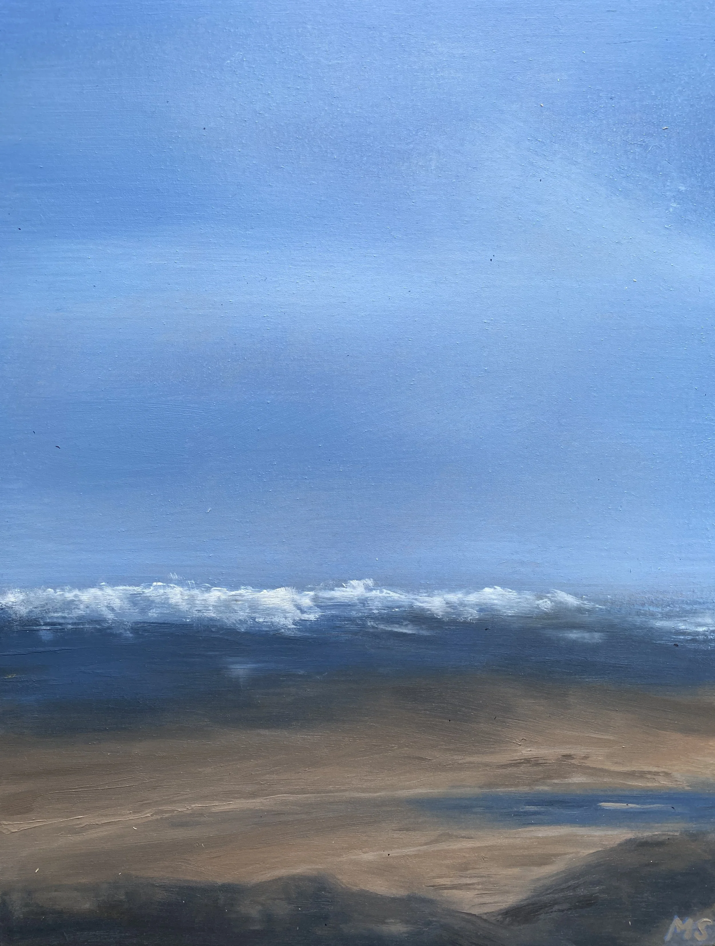 String Atop 9x12" Oil & Cold Wax on Cradled Panel