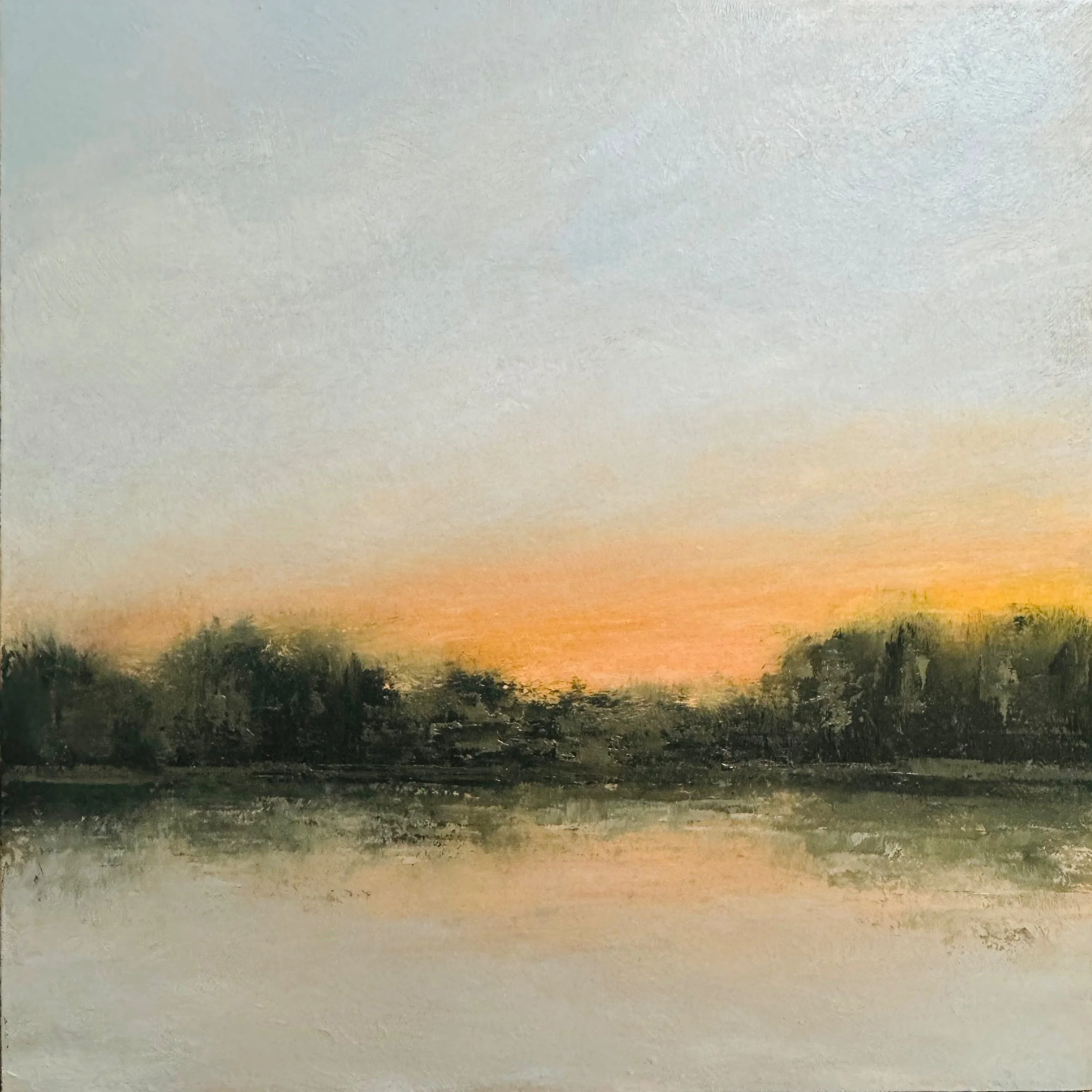 Pink Reflections 8x8" Oil & Cold Wax on Gesso Panel