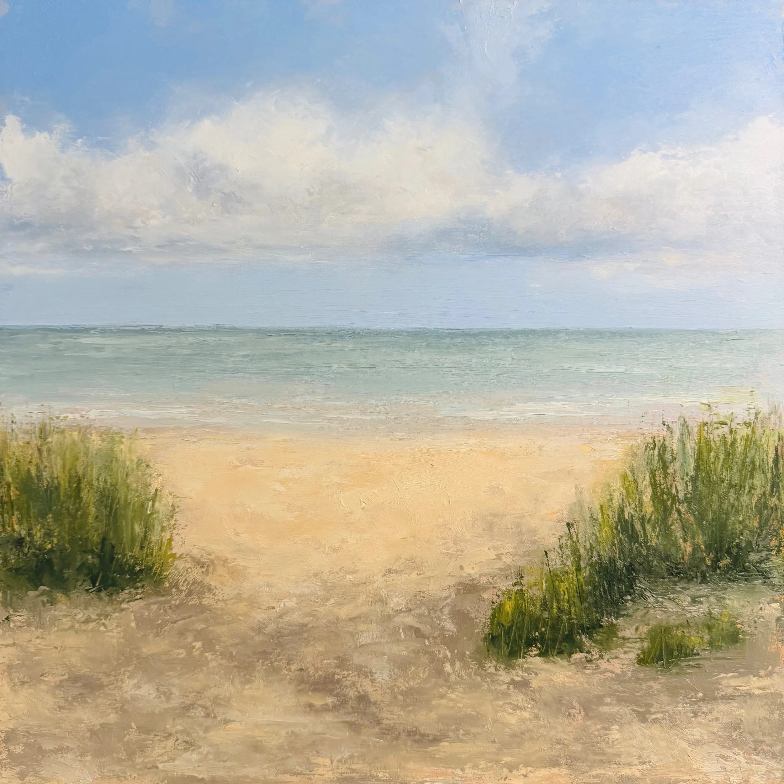 Gillson Beach 12x12" Oil & Cold Wax on Gesso Panel
