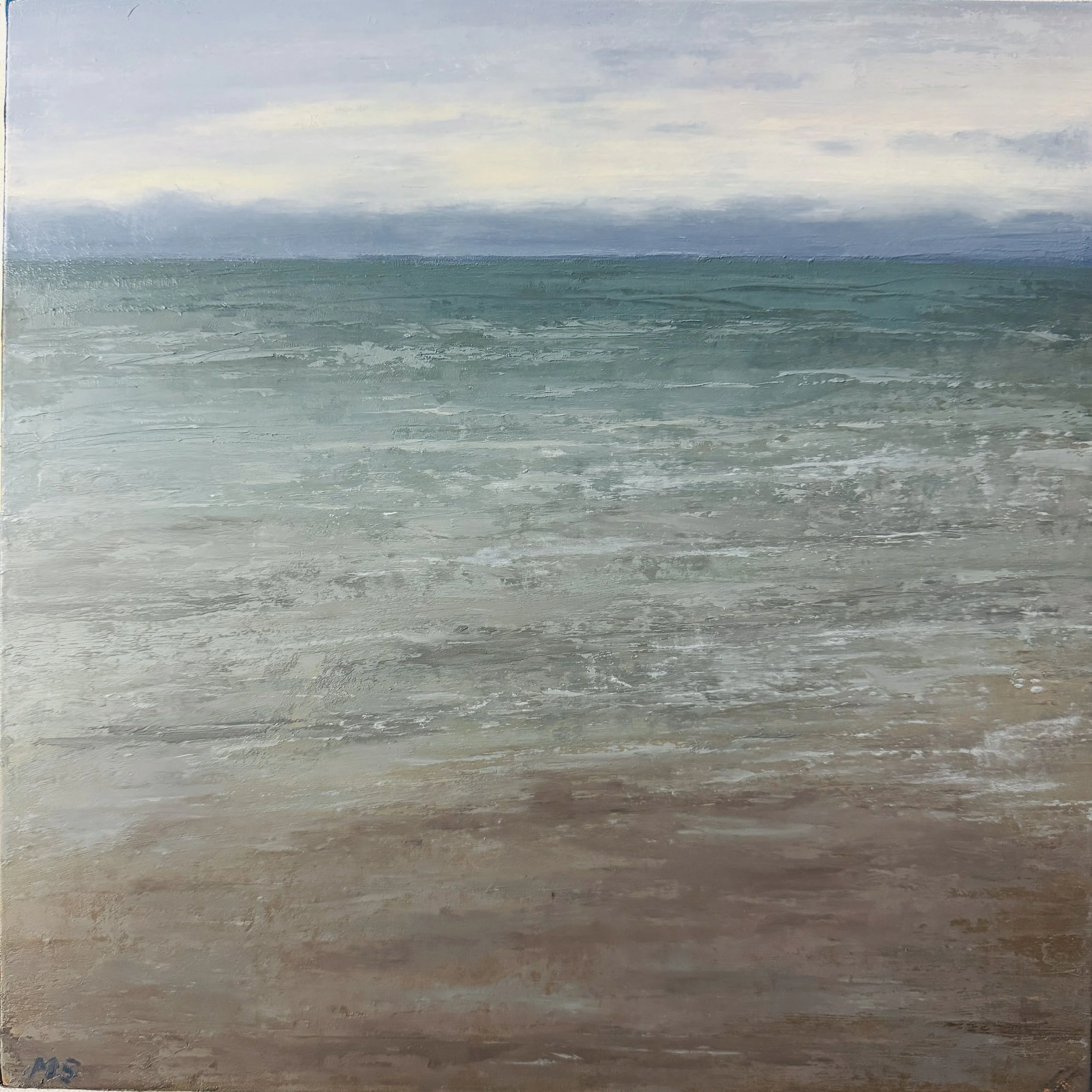 Sound of Waves 10x10" Oil & Cold Wax on Gesso Panel- SOLD