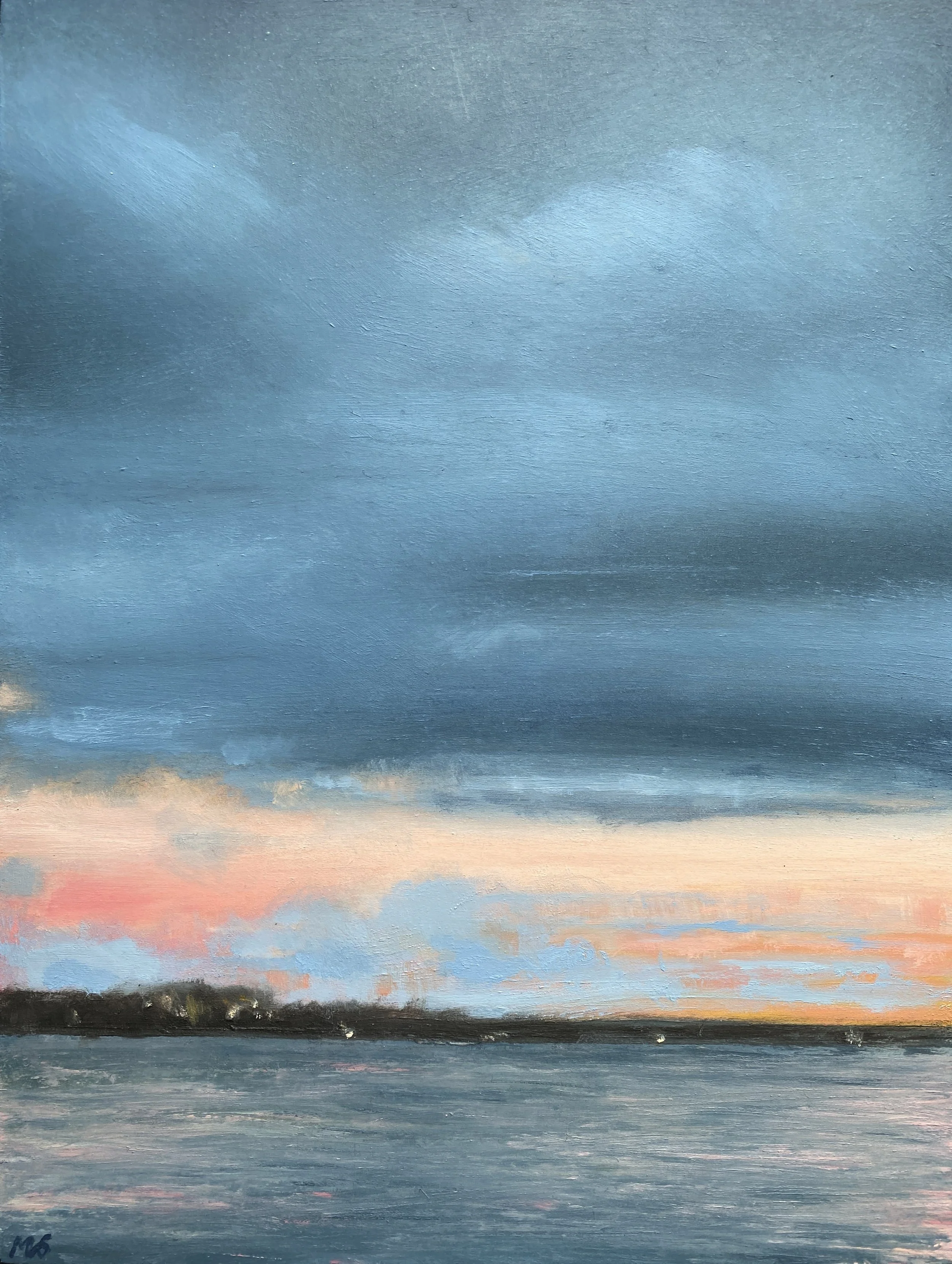 Bright Night 9x12" Oil & Cold Wax on Cradled Panel