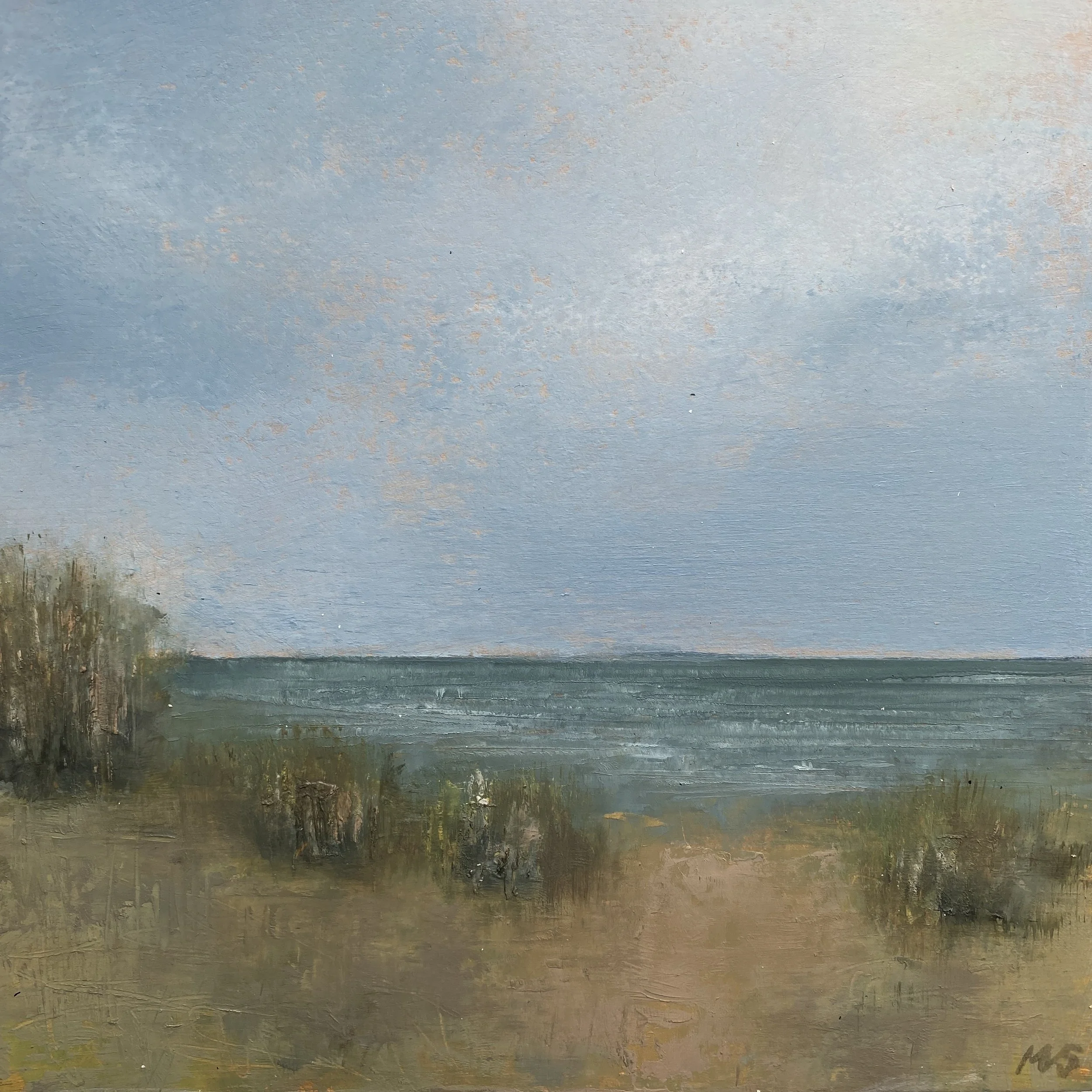 Lightening Up 8x8" Oil & Cold Wax on Cradled Panel- SOLD