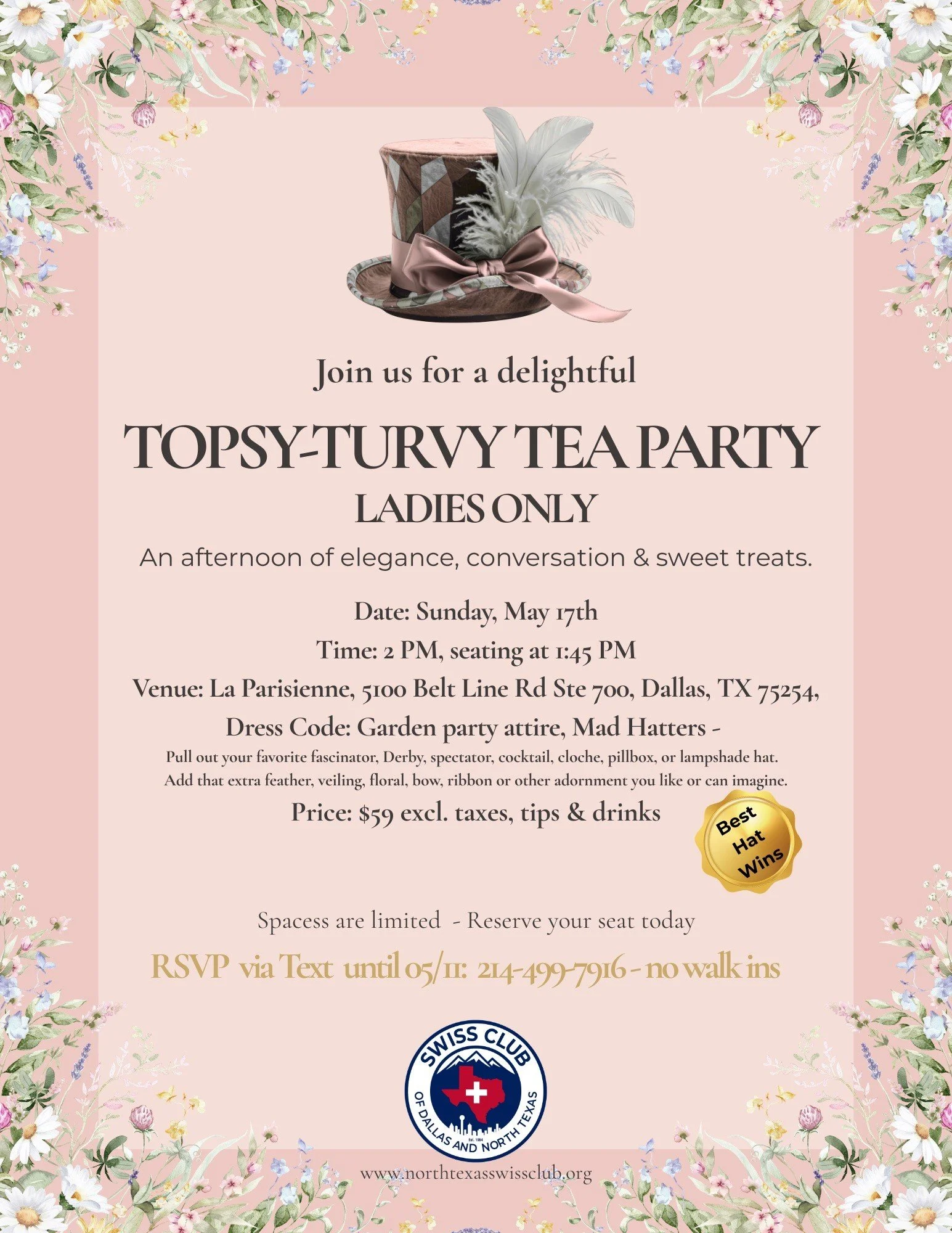 Topsy-Turvy Tea Party (Ladies only!)