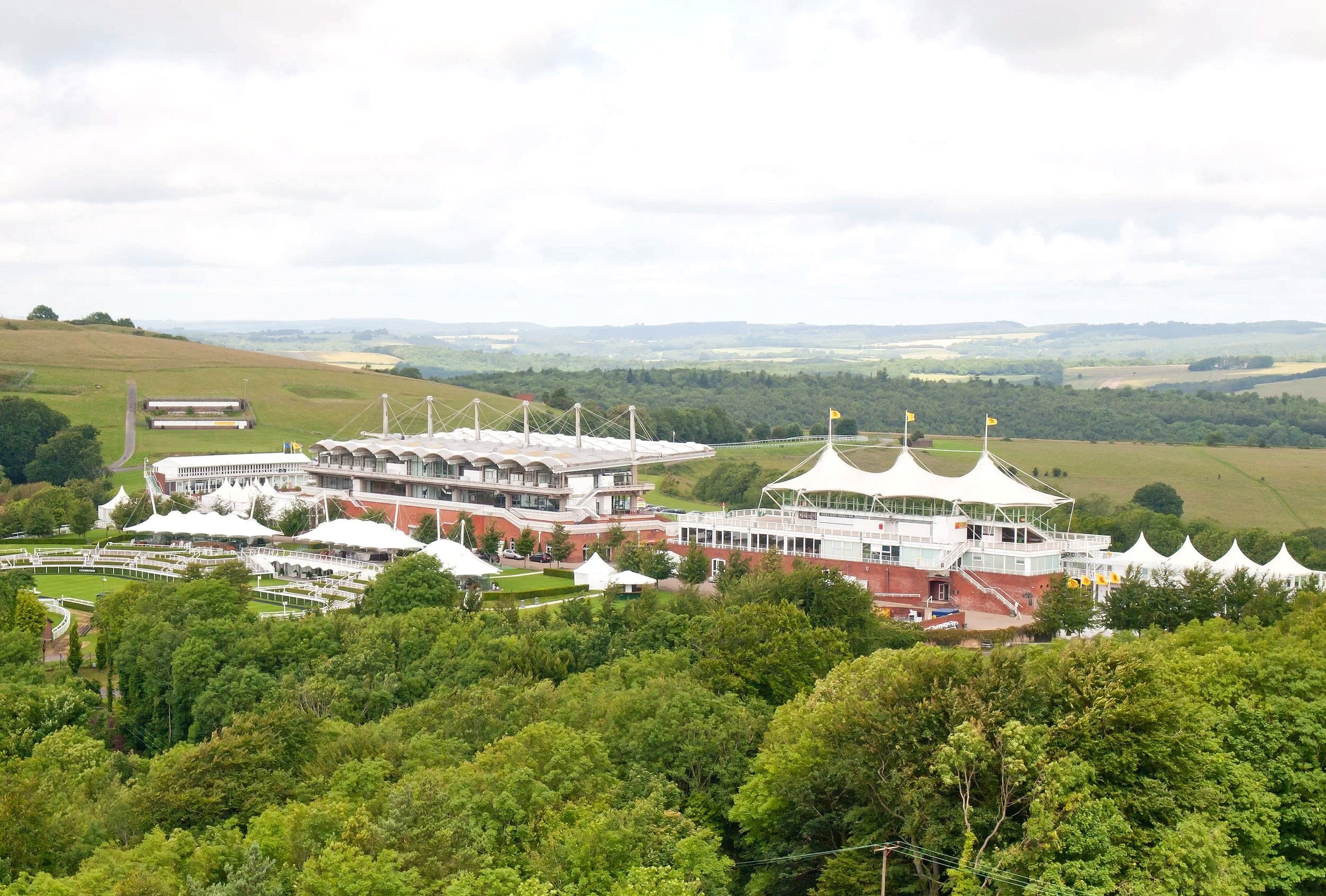 An aerial view of Goodwood racecourse near Chichester in West Sussex