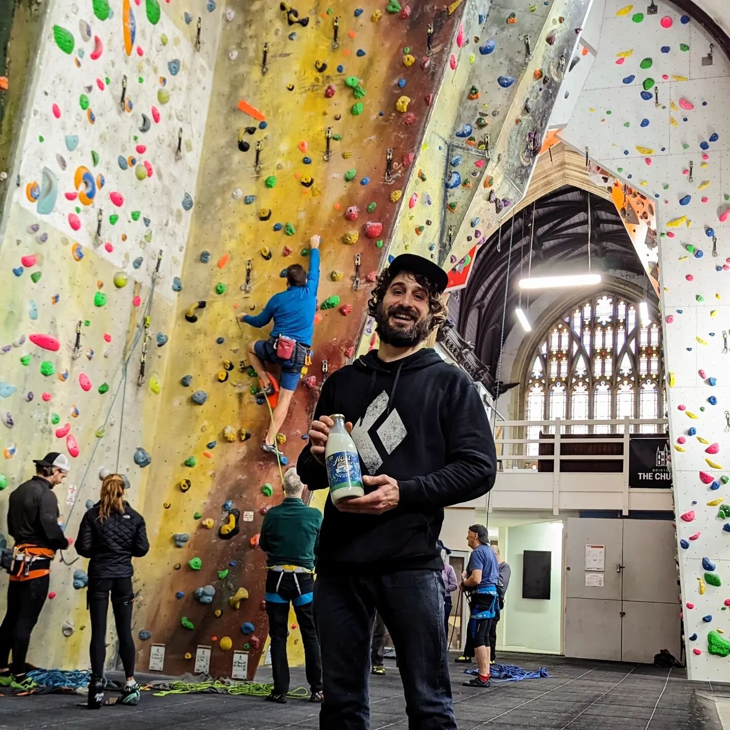 When climbing walls in spectacular indoor settings, you may have a challenging route that you need to muse over with a tea or coffee. That is why @tca_thechurch has a cafe inside! We are now supplying them with weekly deliveries of zero-waste oatmilk