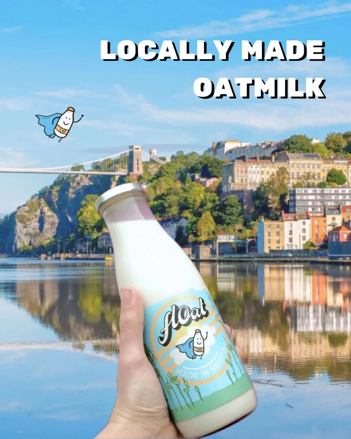 Hotwells, Clifton, Redland - we have just expanded our early morning deliveries to your area!

Float is a delicious, creamy, natural tasting oatmilk that tastes great in coffee. We make it in Bristol using organic oats, in a microbrewery set-up which