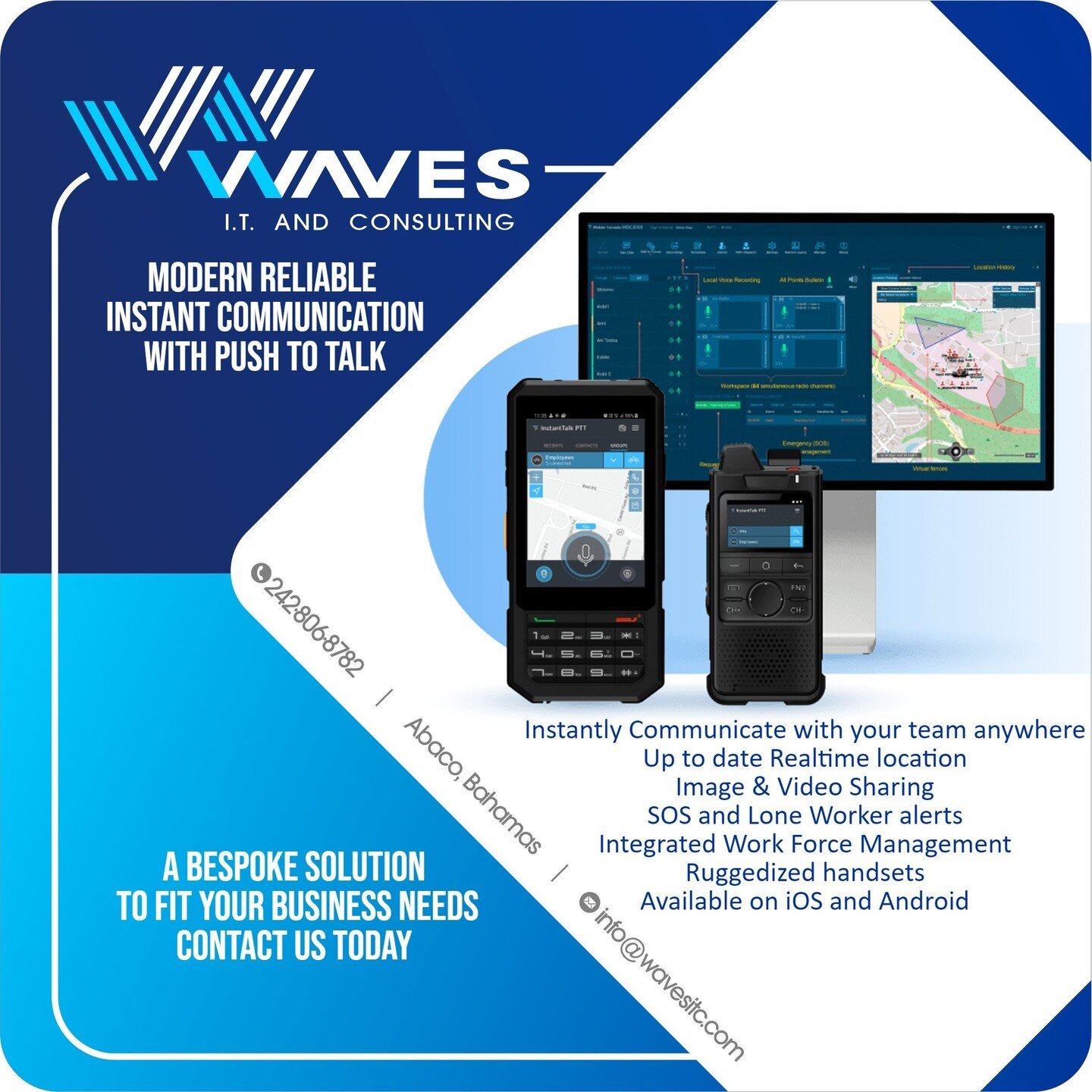 Stay connected and ensure safety in the workplace with Waves ITC's leading push-to-talk technology provided by Hubbcat, deployed in over 30 countries. Our all-in-one solution offers integrated workforce management and lone worker tools for effective 