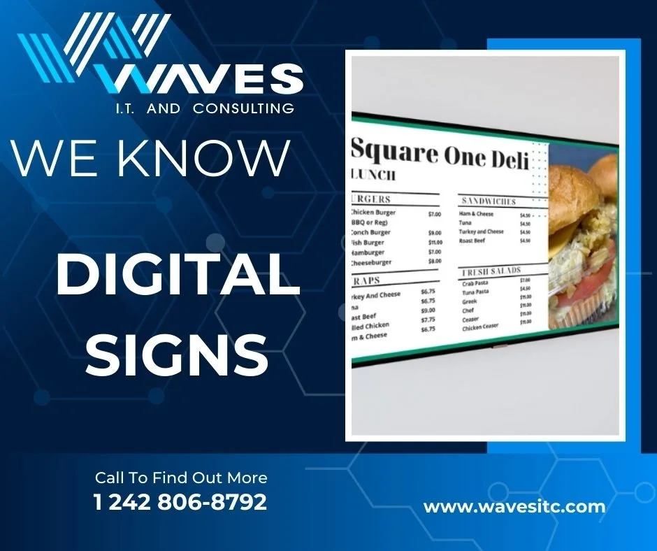 Billboards are out, Digital signage lets up-to-date information, marketing and updates reach your customers faster. 
#CalltheITGuy #WavesITC #digitalsignage