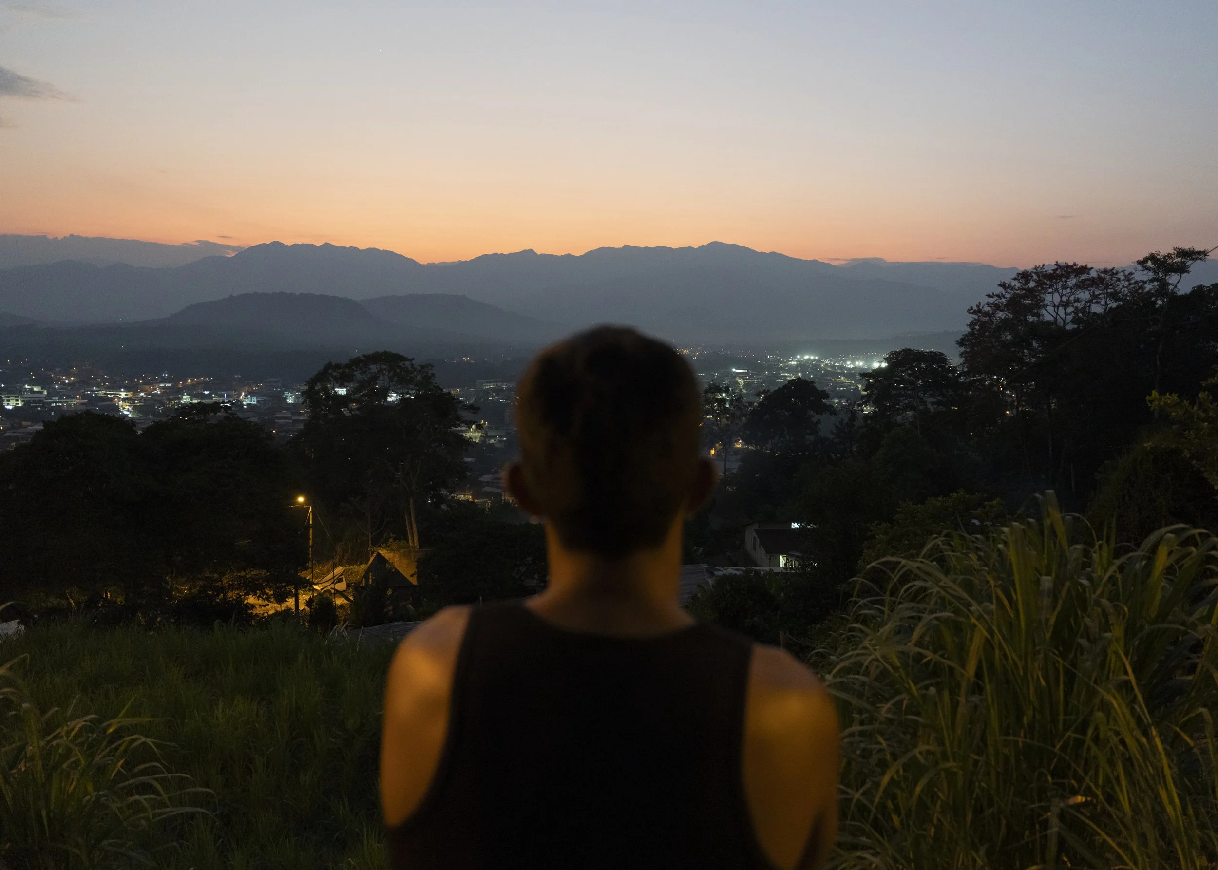 Diego overlooks the city of Tena, capital of the Napo province.