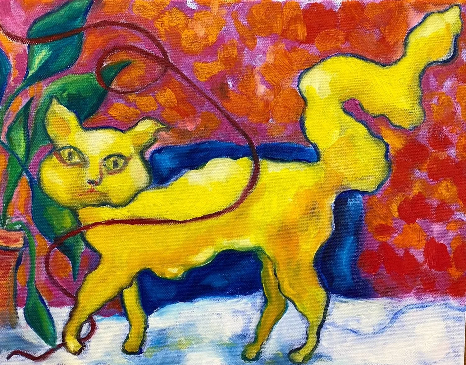 Chat Jaune (oil on canvas, 11" x 14")