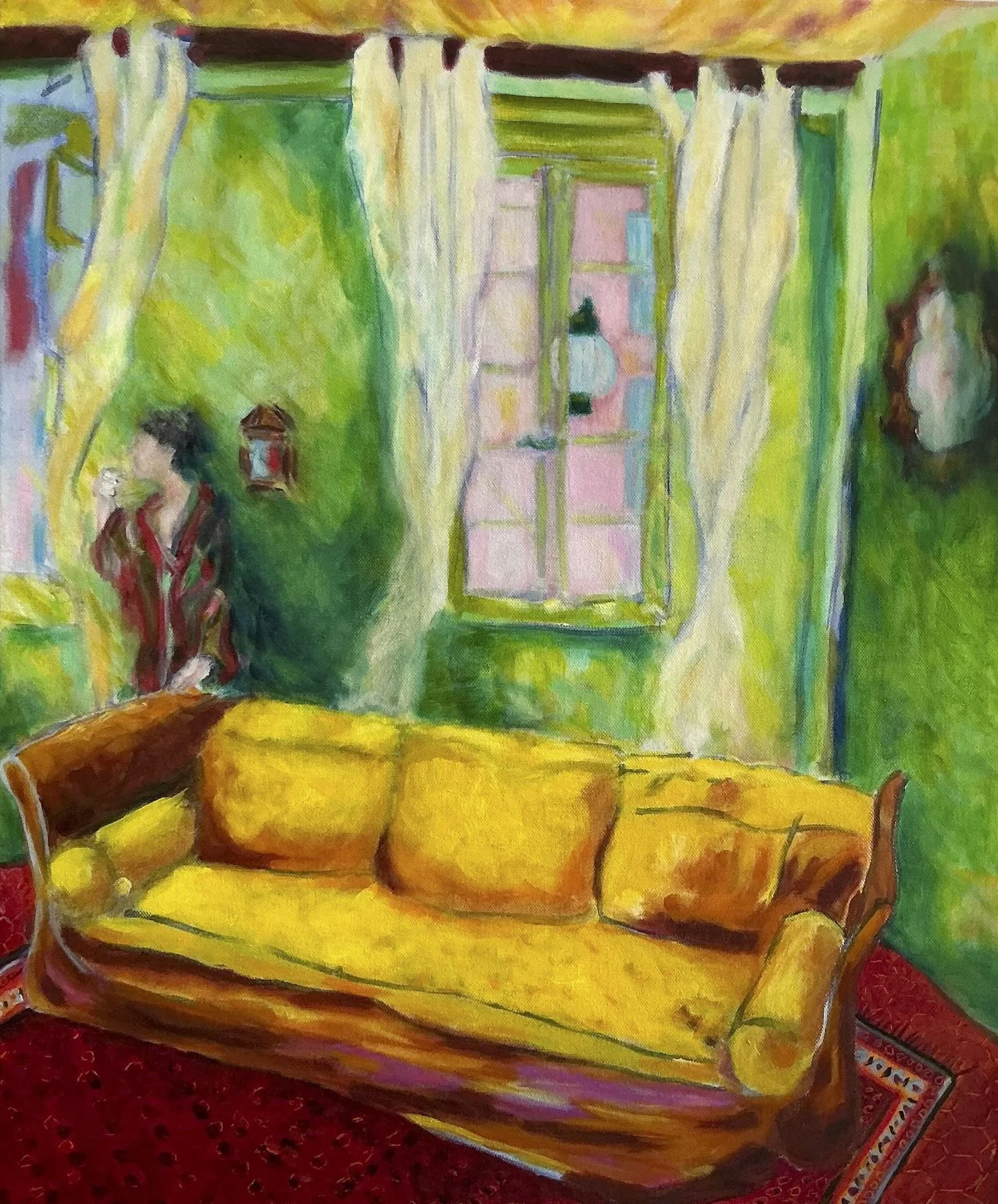 Coffee at the Window, Collioure (24"h x 20"w, oil on canvas)
