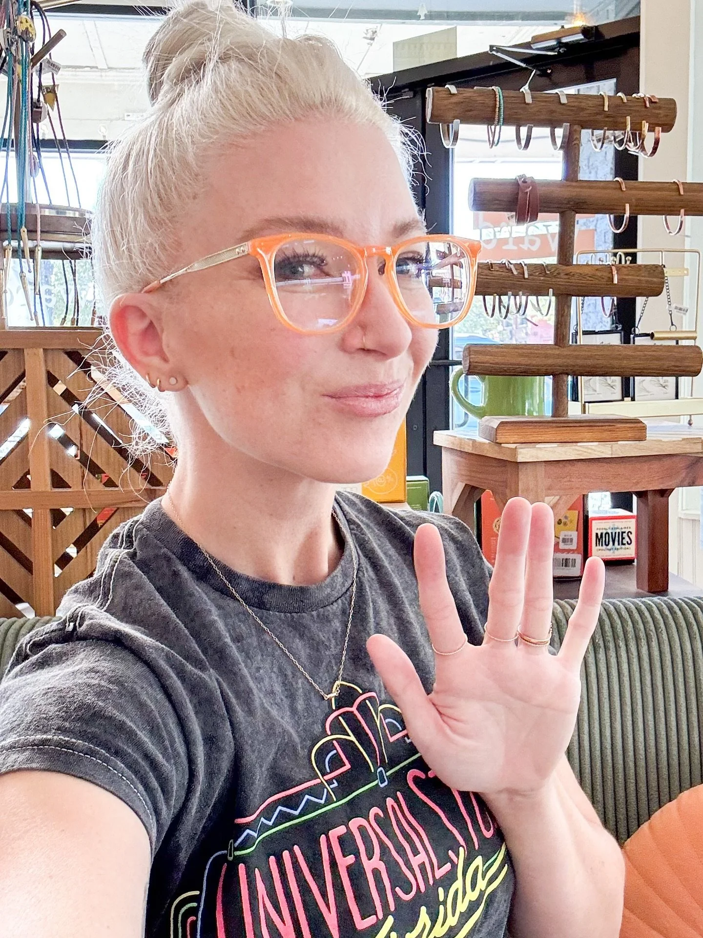 &gt;&gt; This photo could either mean, &ldquo;Hiya! I&rsquo;m working in the shop today, so come visit!&rdquo; orrrr a poor attempt at &ldquo;Live long + prosper&rdquo;. 

They&rsquo;re both true, so dealers choice! 😂🧡