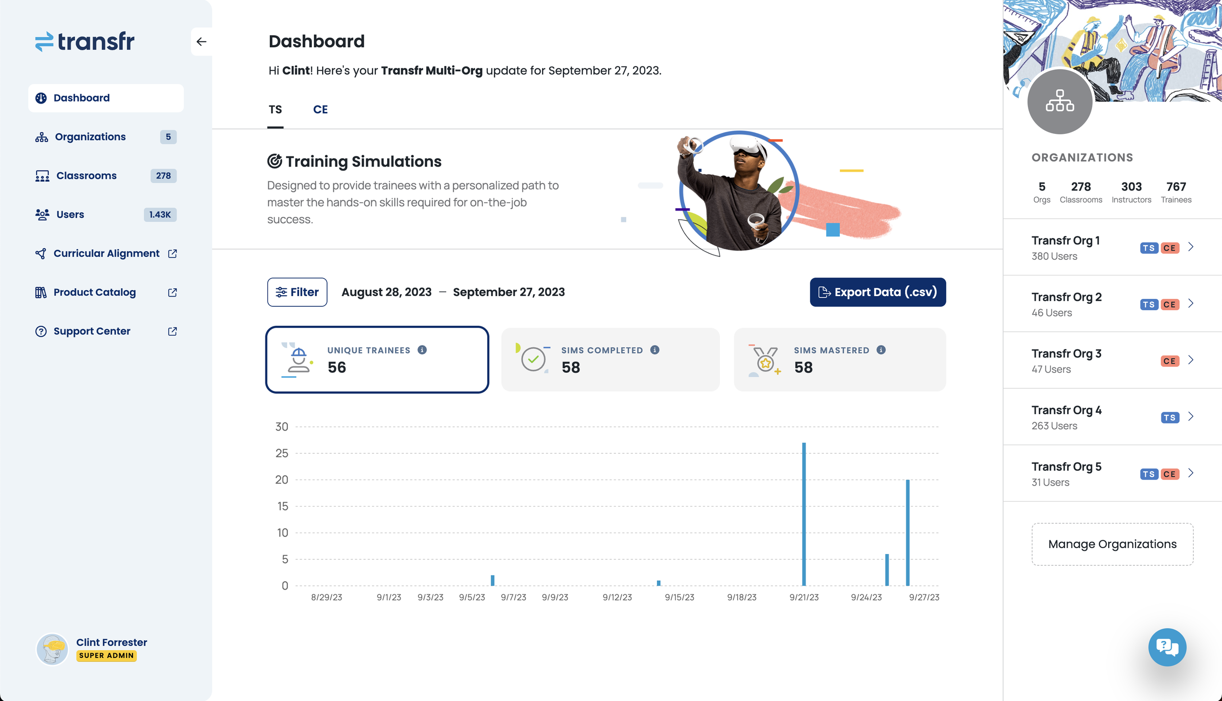 Transfr Customer Dashboard