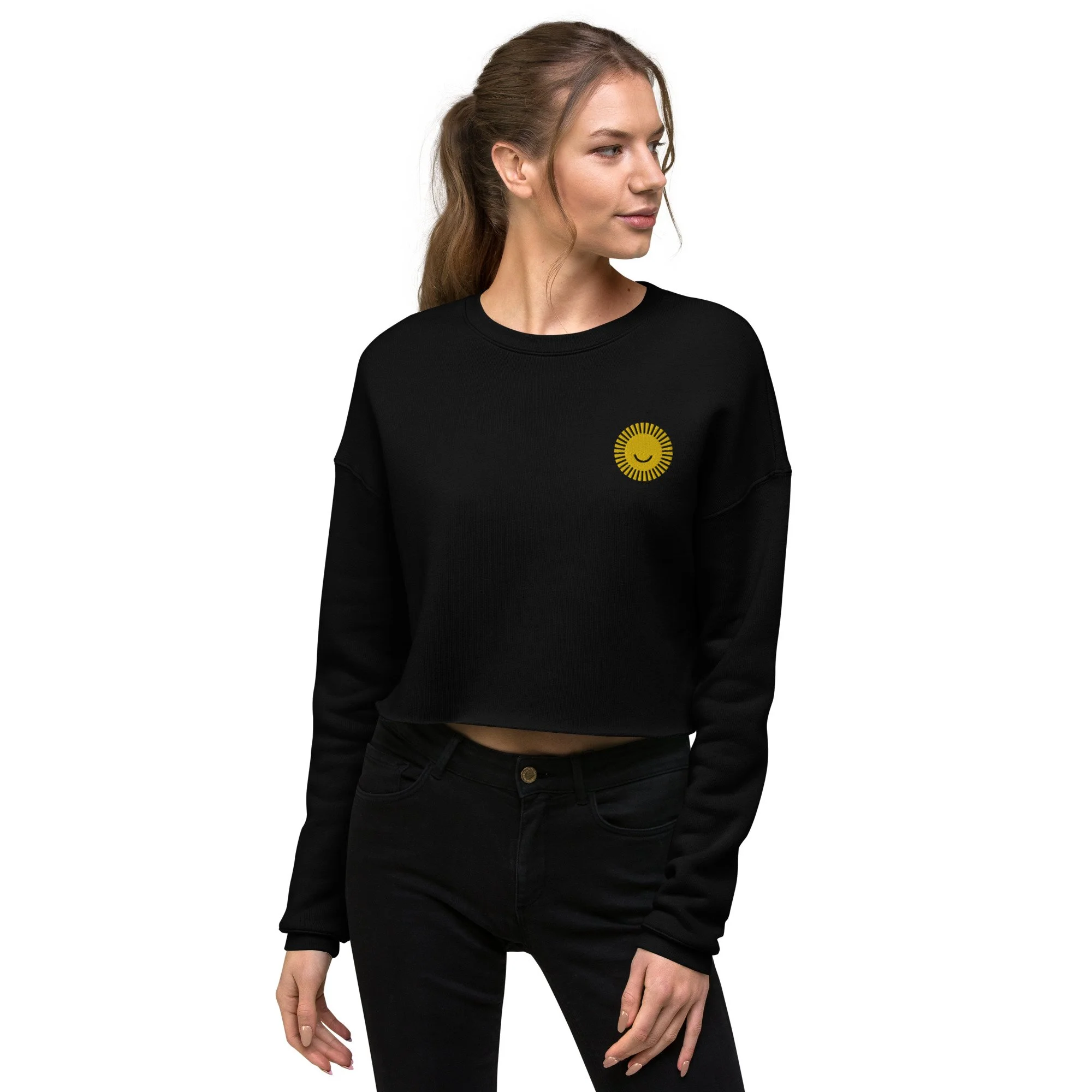 Embroidered Sun on Crop Sweatshirt — Camp Omni