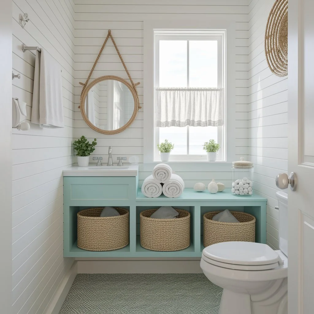 Small Beach Cottage Bathrooms: Storage Solutions and Design Tips ...