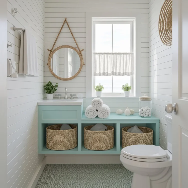 12 Small Beach Cottage Bathroom Storage Ideas That Maximize Space ...