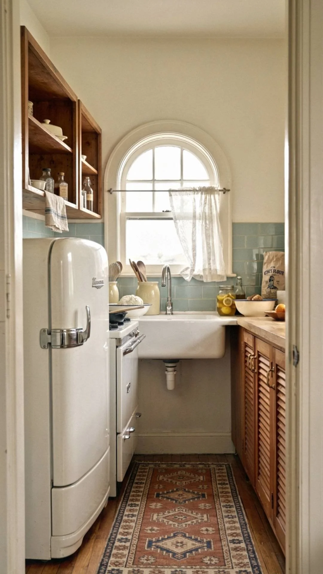 1940s work triangle layout coastal kitchen