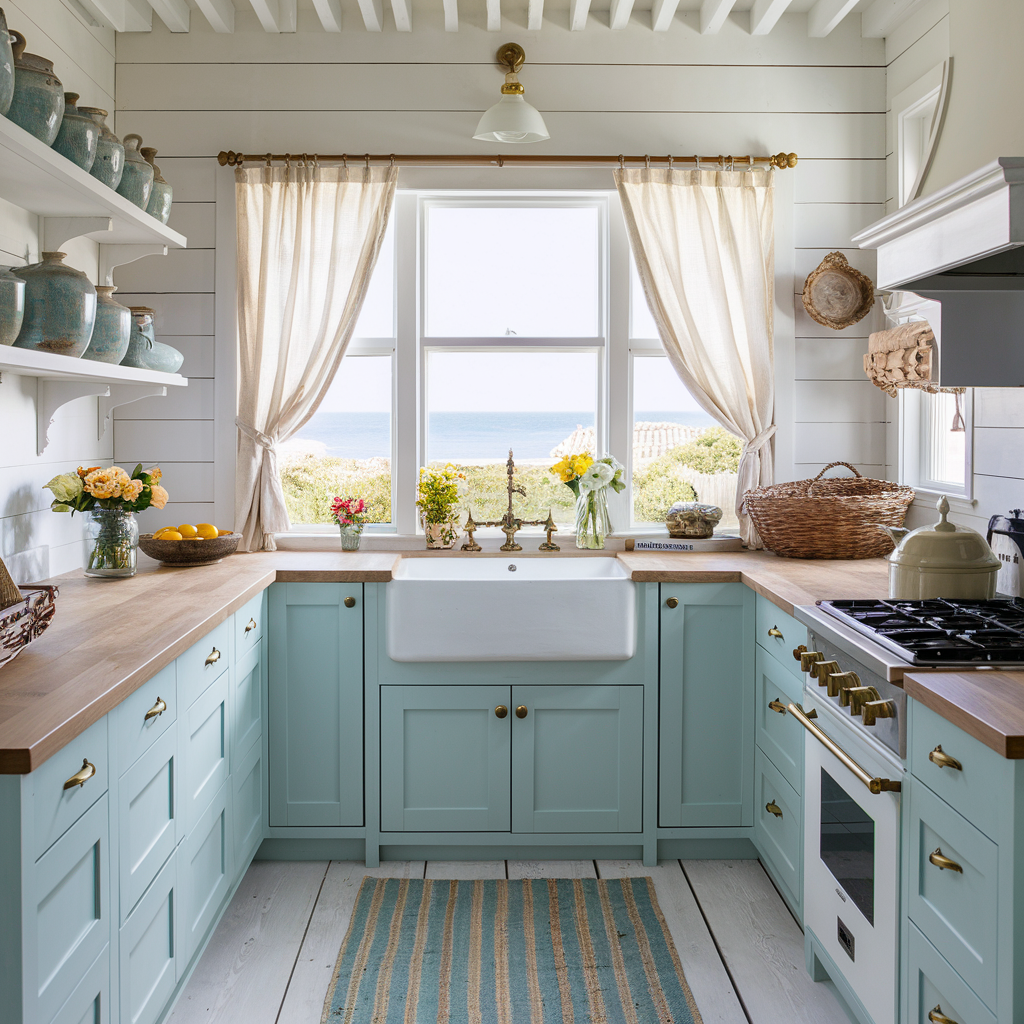 Curated visual reference: Picture Idea: 15 Vintage Coastal Kitchen Ideas Achieving The Cottage By The