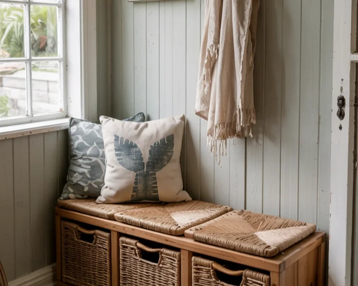 a cozy beach cottage entryway