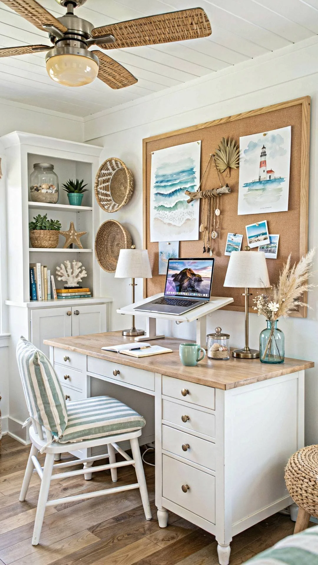 a small coastal cottage with a bright and cozy feel.