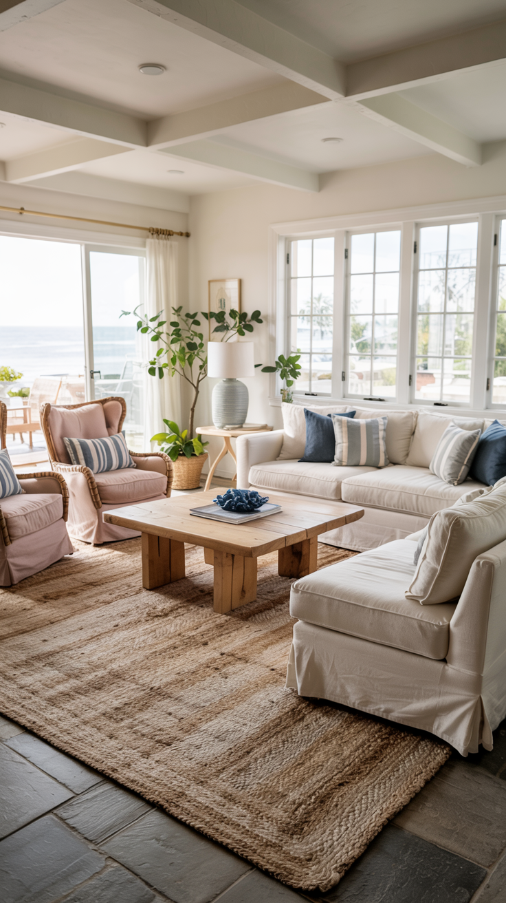 Pink Coastal Living Room Ideas: 12 Designer-Approved Ways to Get the ...