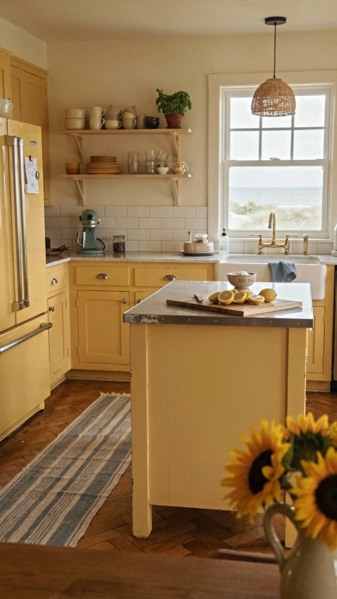 Yellow vintage coastal kitchen 2020s comeback trend
