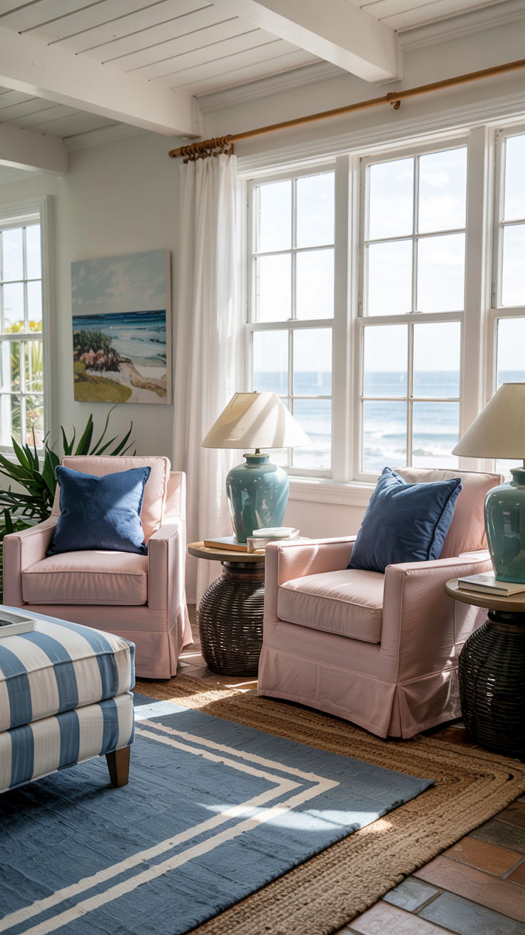 Pink Coastal Living Room Ideas: 12 Designer-Approved Ways to Get the ...