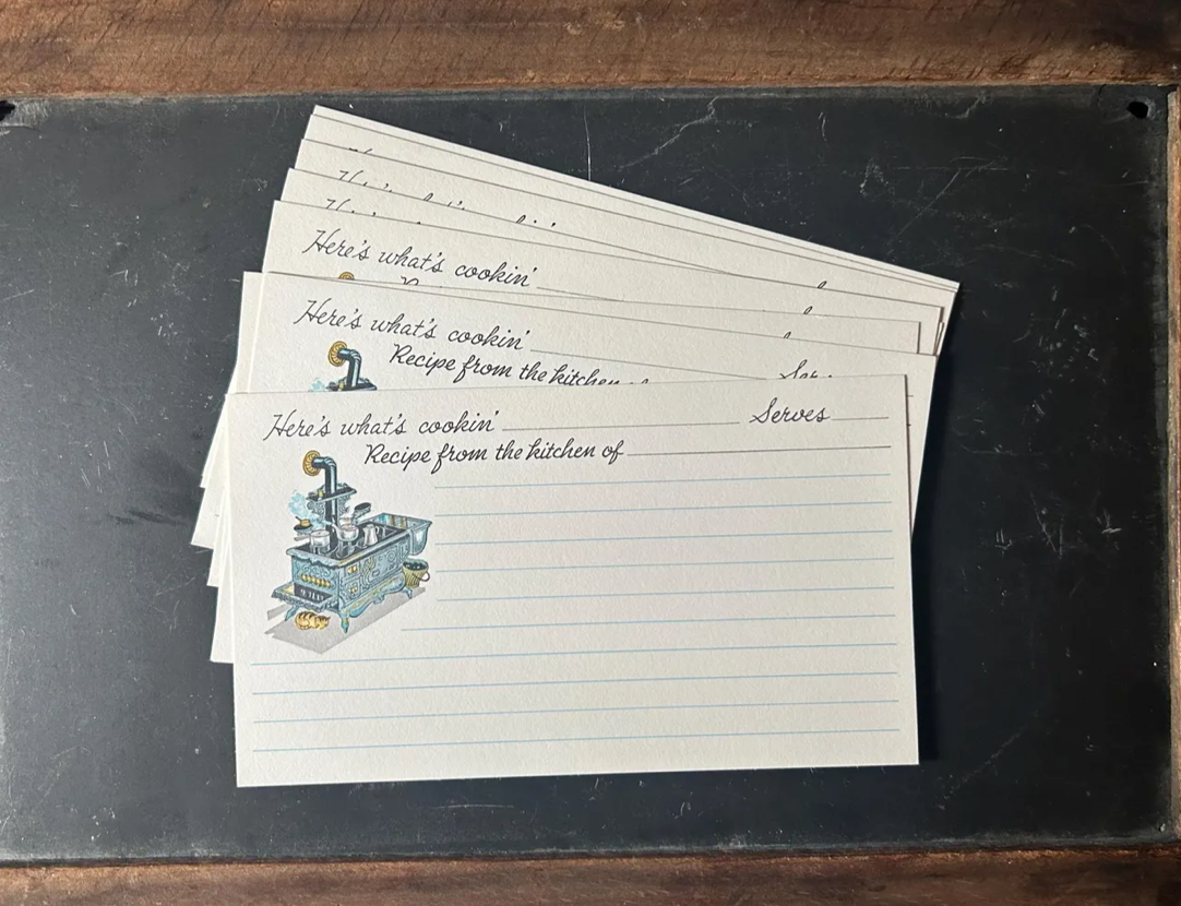Vintage Set of 8 Blank Recipe Cards, Current Recipe Journal, Scrapbook, Junk Journal, Recipe Box