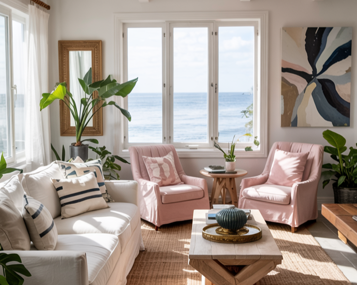 Pink Coastal Living Room Ideas: 12 Designer-Approved Ways to Get the ...