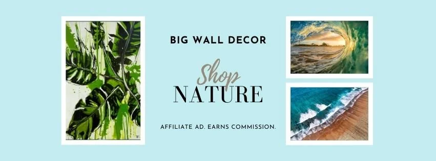 a photo of a different types of nature themed wall art for Big Wall Decor ad banner.